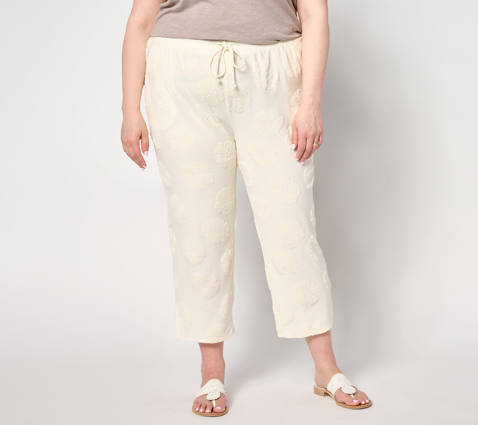 "As Is" AnyBody Lounge Petite Jacquard French Terry Cropped Pant