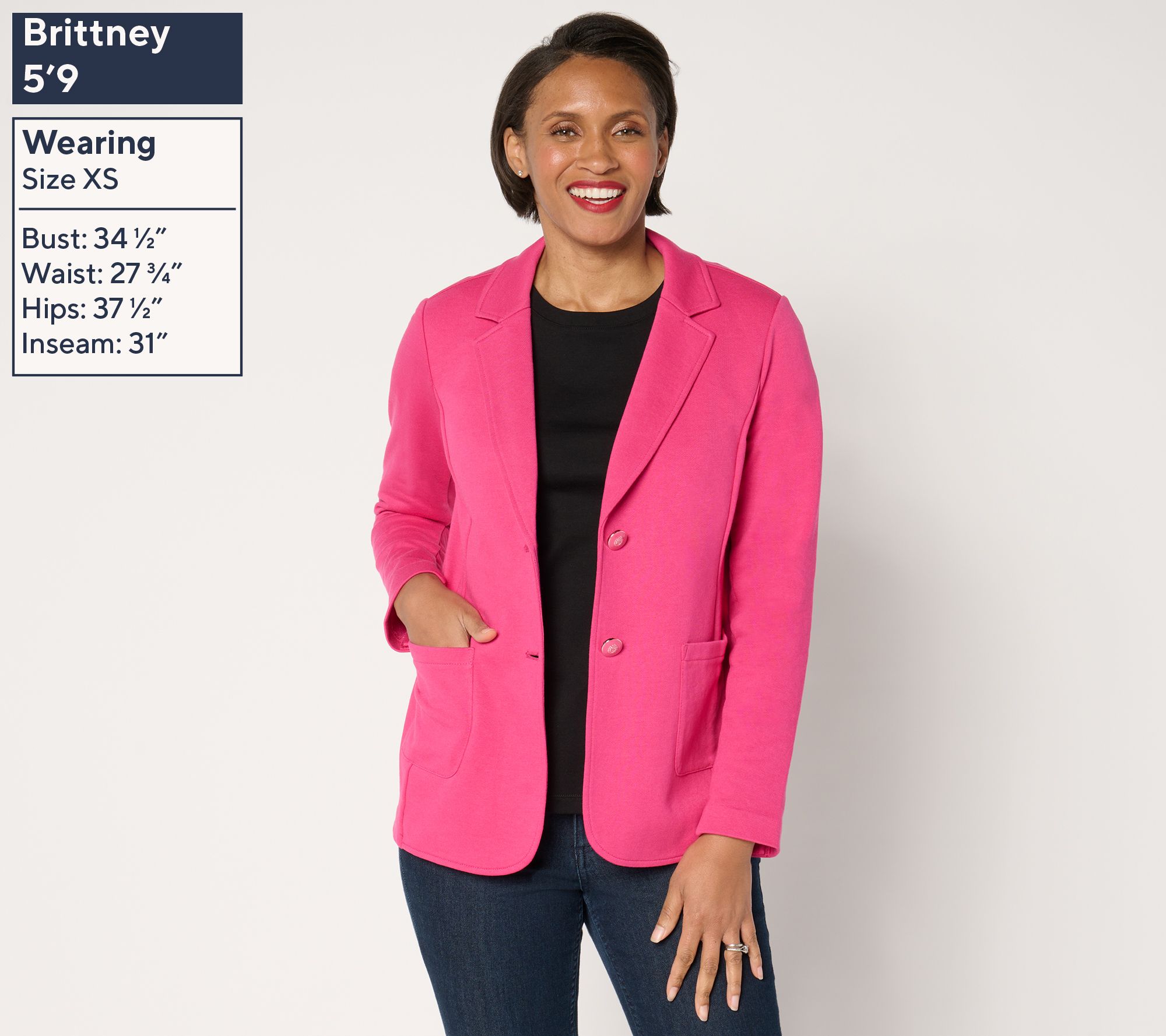 Susan Graver Weekend Marina Knit Notch Collar Blazer - QVC.com