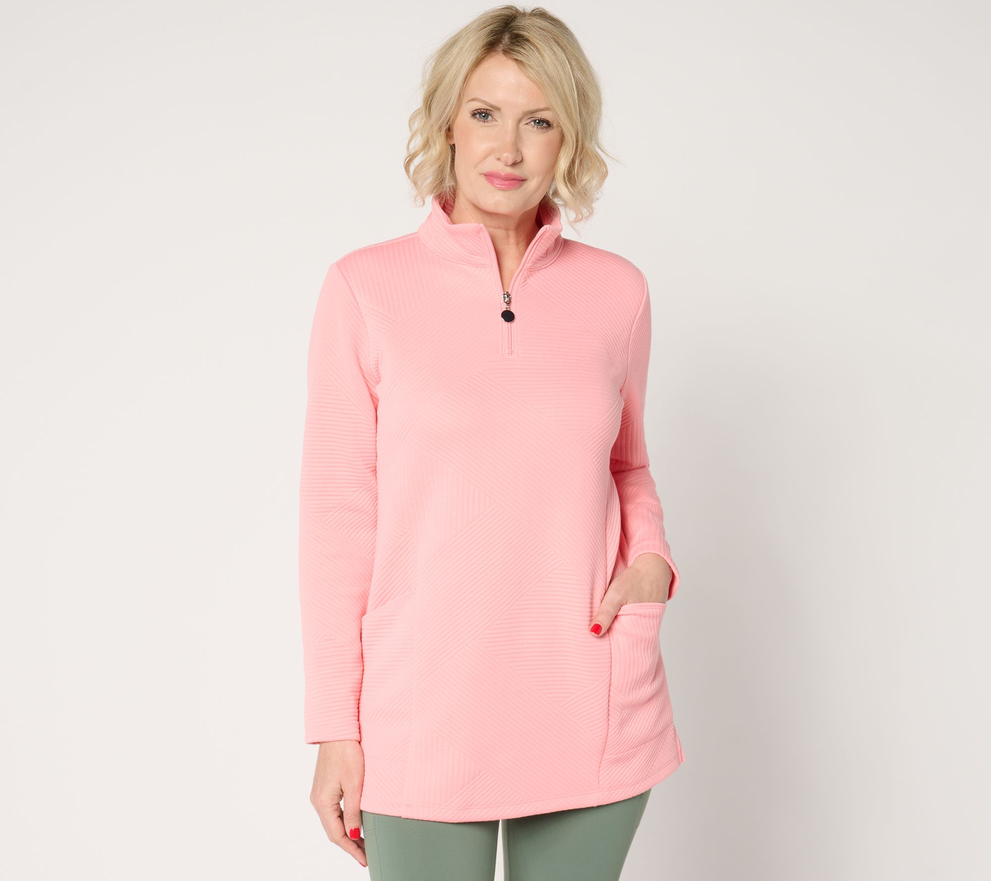 Denim & Co. Active Regular Jacquard Quarter Zip Tunic