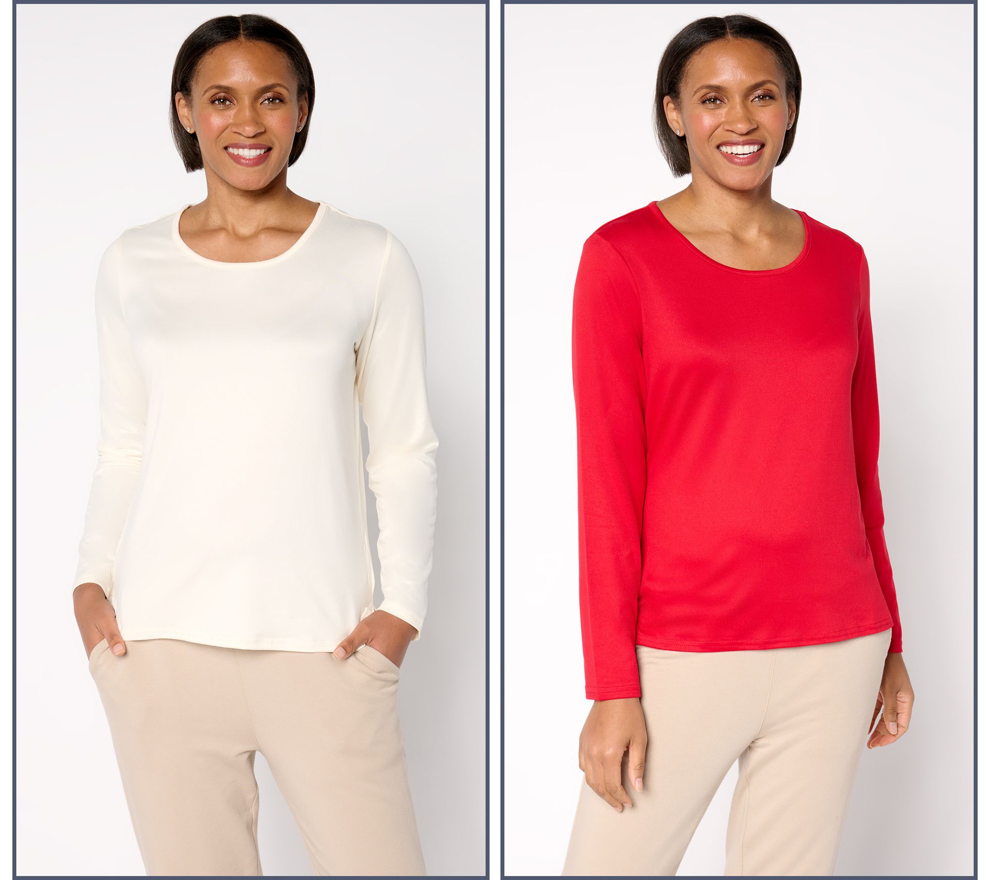 MUK LUKS Cloud Knit Pack of 2 Long Sleeve Tees