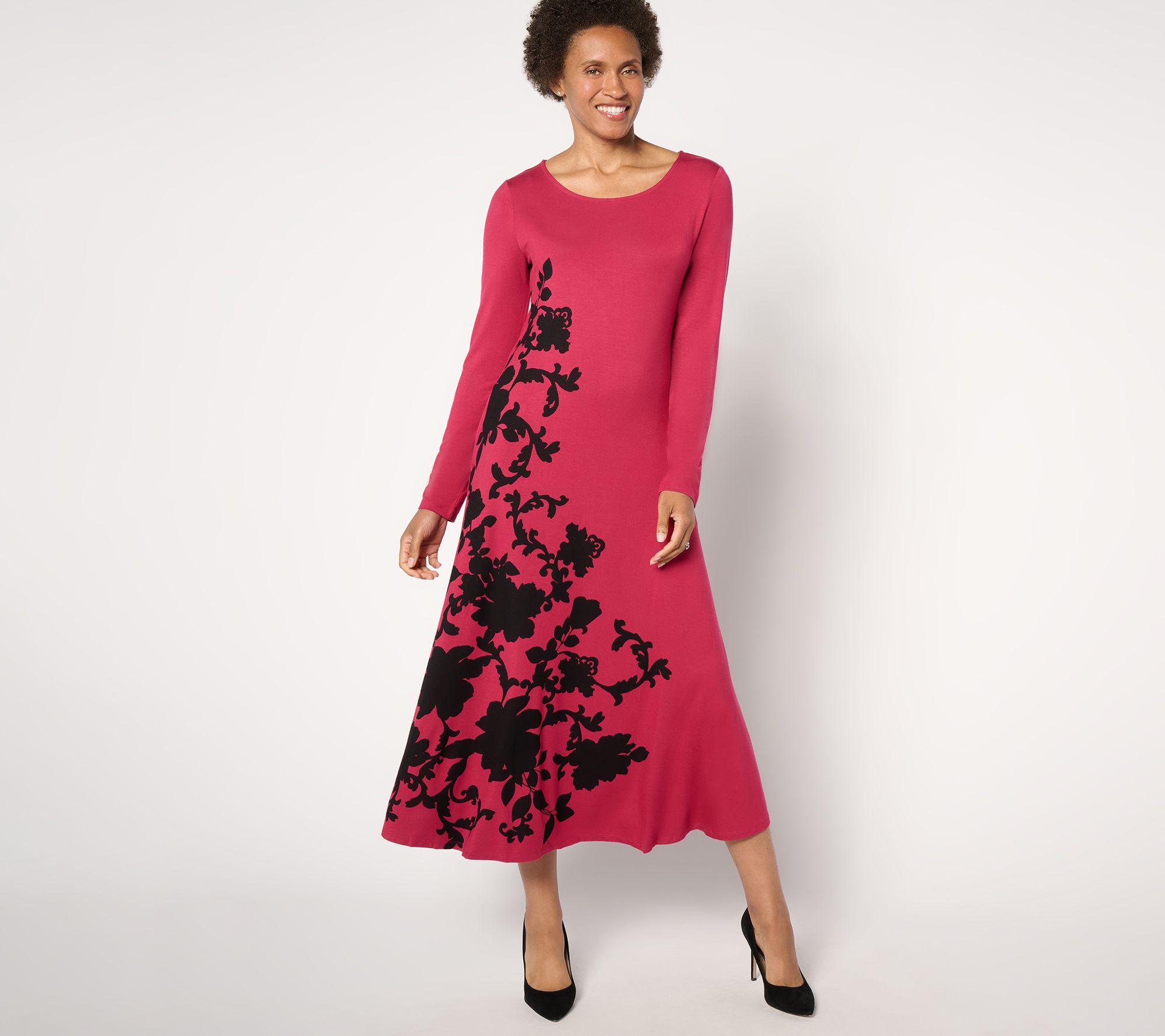 As Is Attitudes by Renee Regular Knit Placed Floral Dress