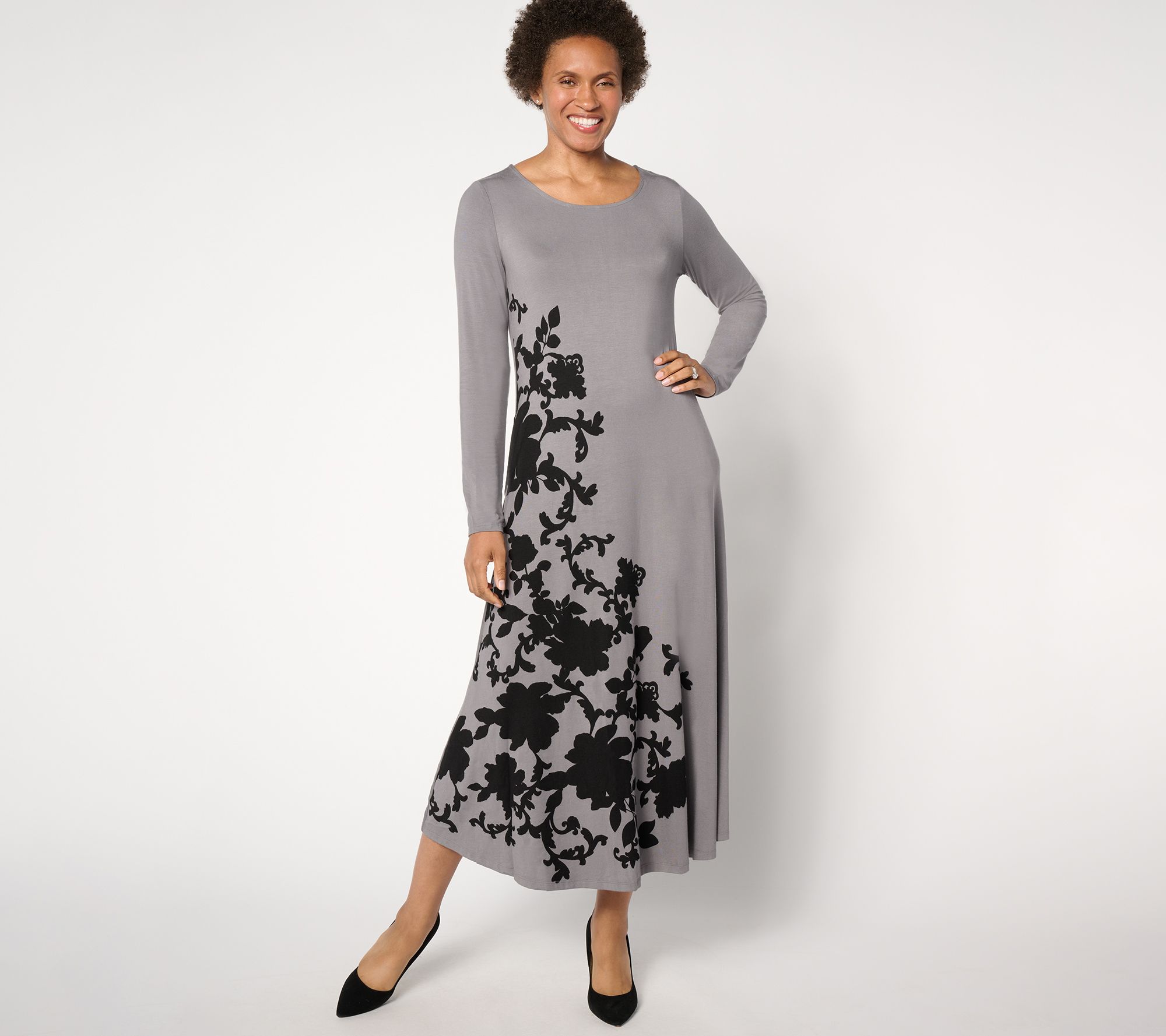 "As Is" Attitudes by Renee Regular Knit Placed Floral Dress
