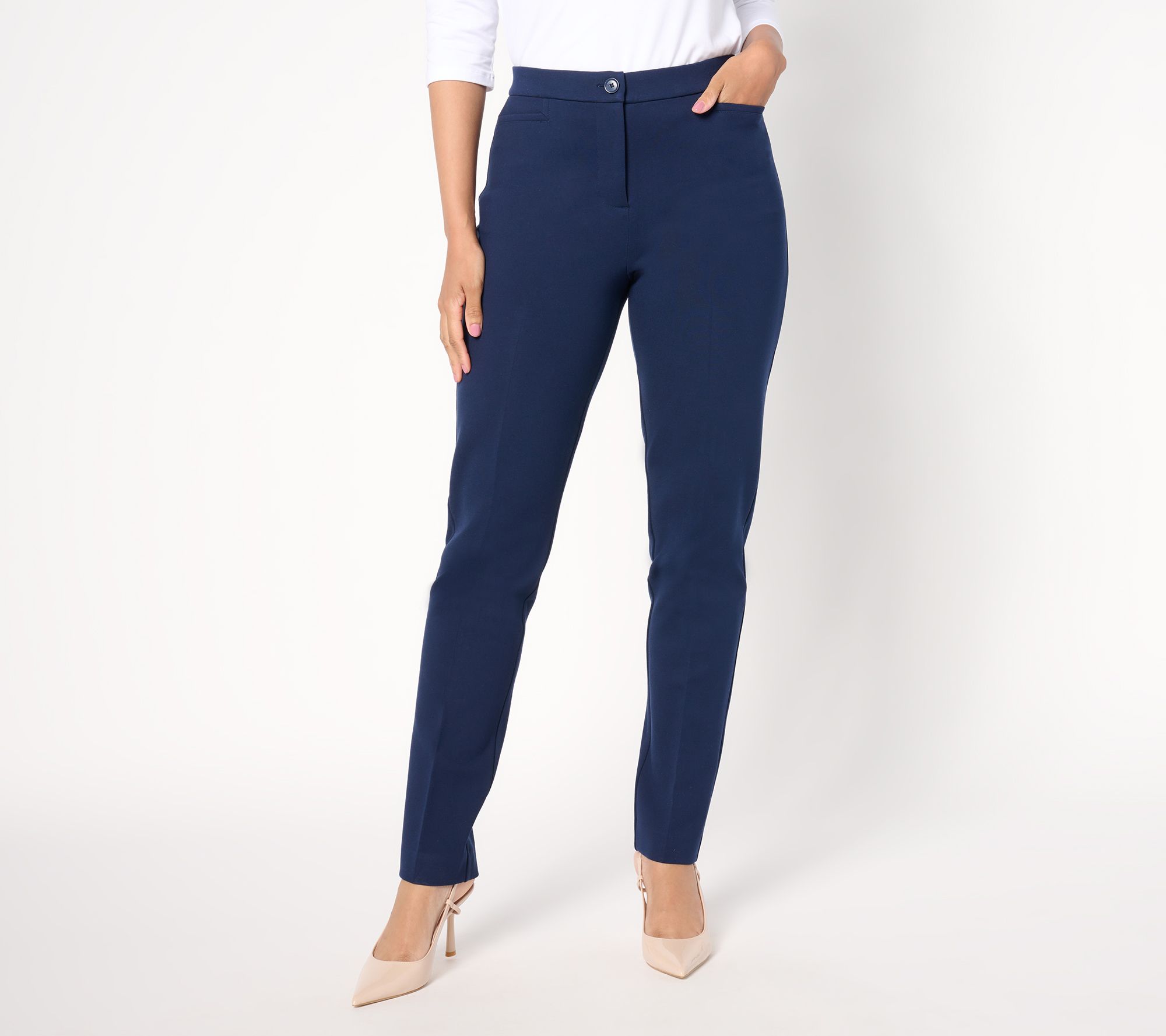 "As Is" Tailored by Susan Graver Reg Smart Ponte Slim Trouser
