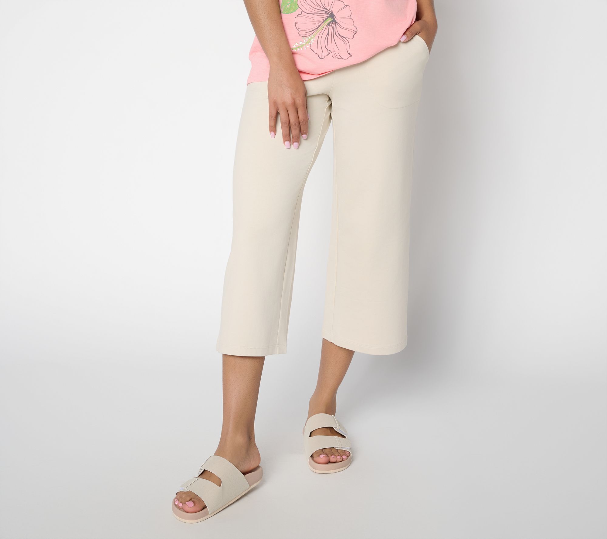 Denim & Co. Petite EasyWear French Terry Crop Pant