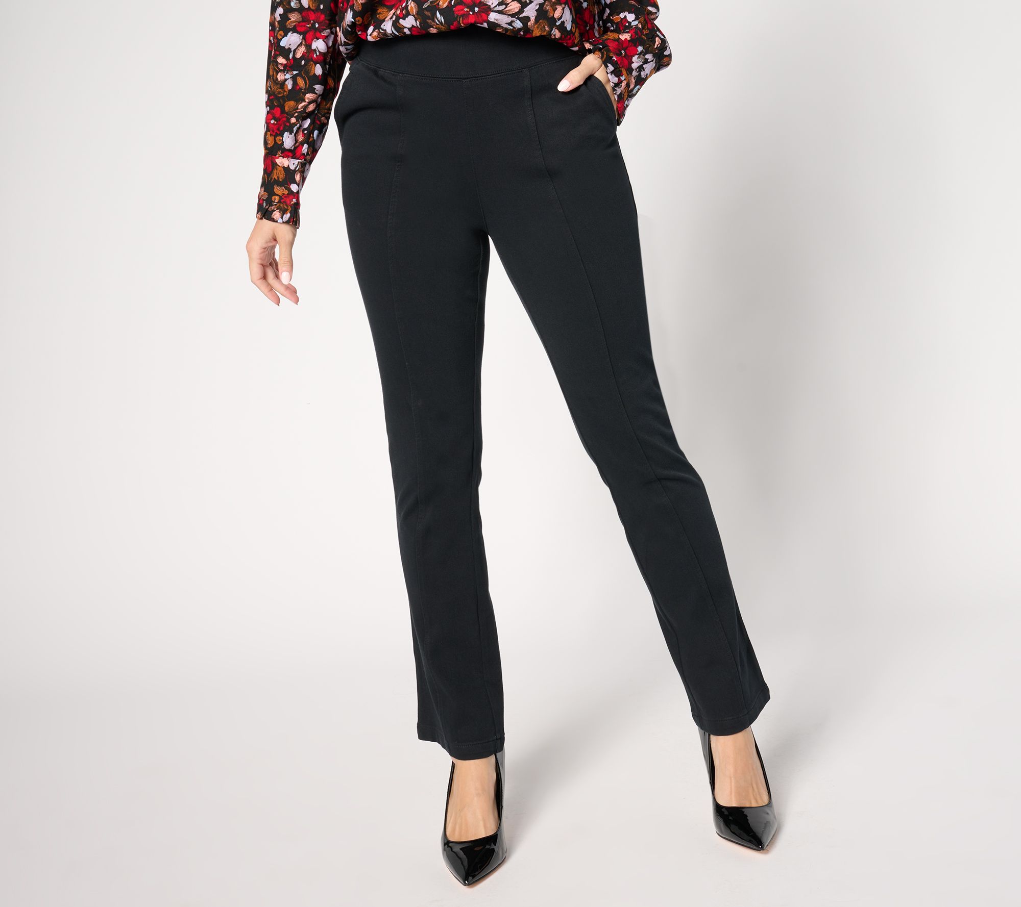 "As Is" AnyBody Regular Stretch Twill Kick Flare Pants with Pintuck