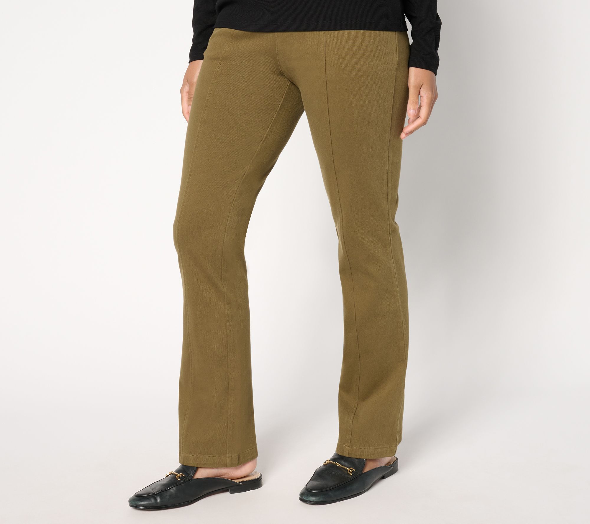 "As Is" AnyBody Regular Stretch Twill Kick Flare Pants with Pintuck