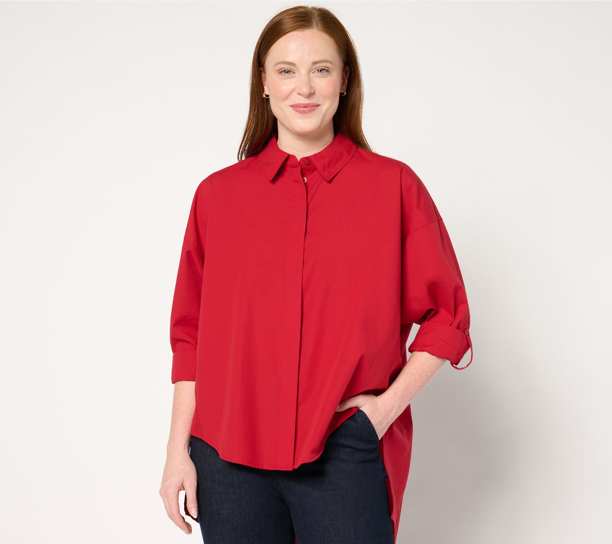 "As Is" Carla Rockmore Collection Dolman Sleeve Poplin Shirt