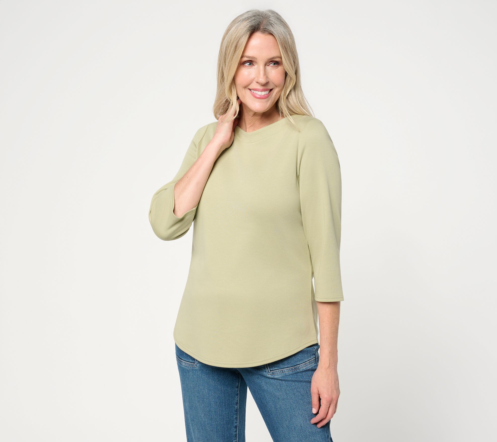 Martha Stewart Signature Bateau Neck 3/4 Sleeve Top