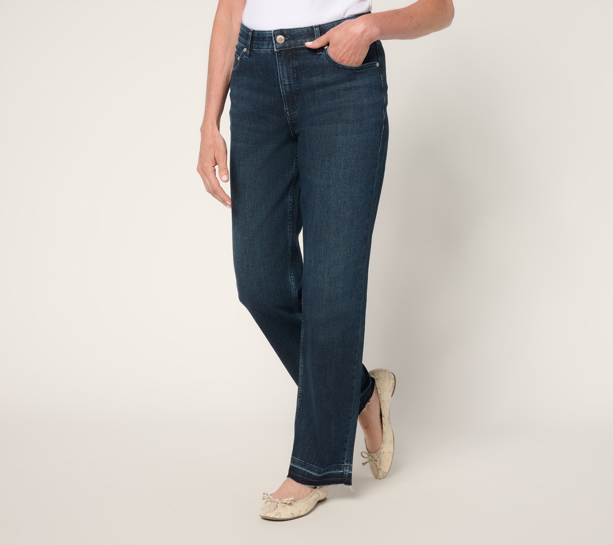 AnyBody Petite Released Hem Denim Pants - QVC.com