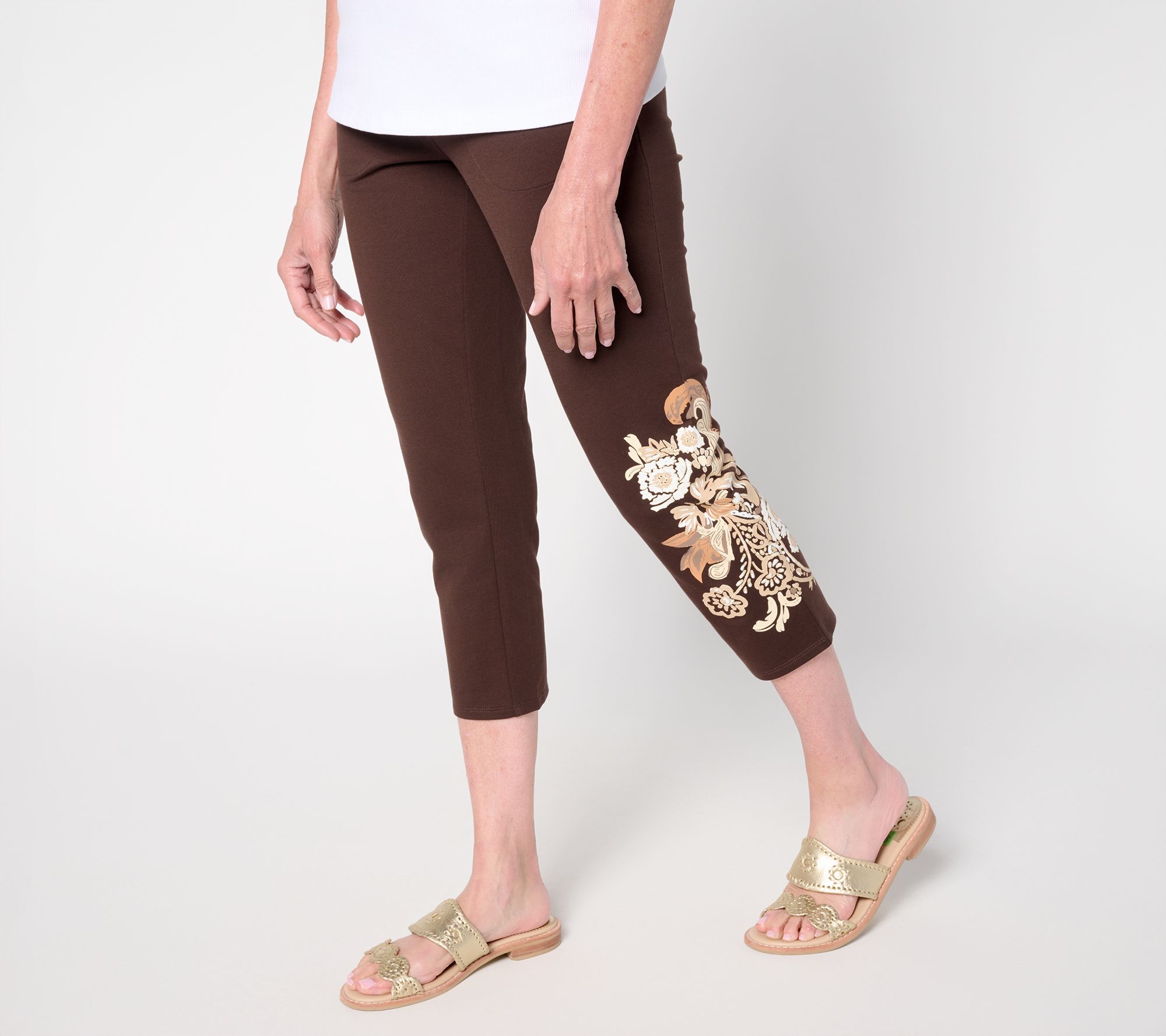 Denim & Co. Tall EasyWear French Terry Placement Print Crop Pant