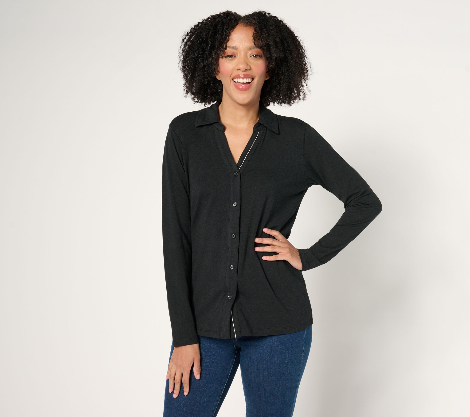 "As Is" Denim & Co. Adaptive Essentials So Soft Jersey Crew Neck Top