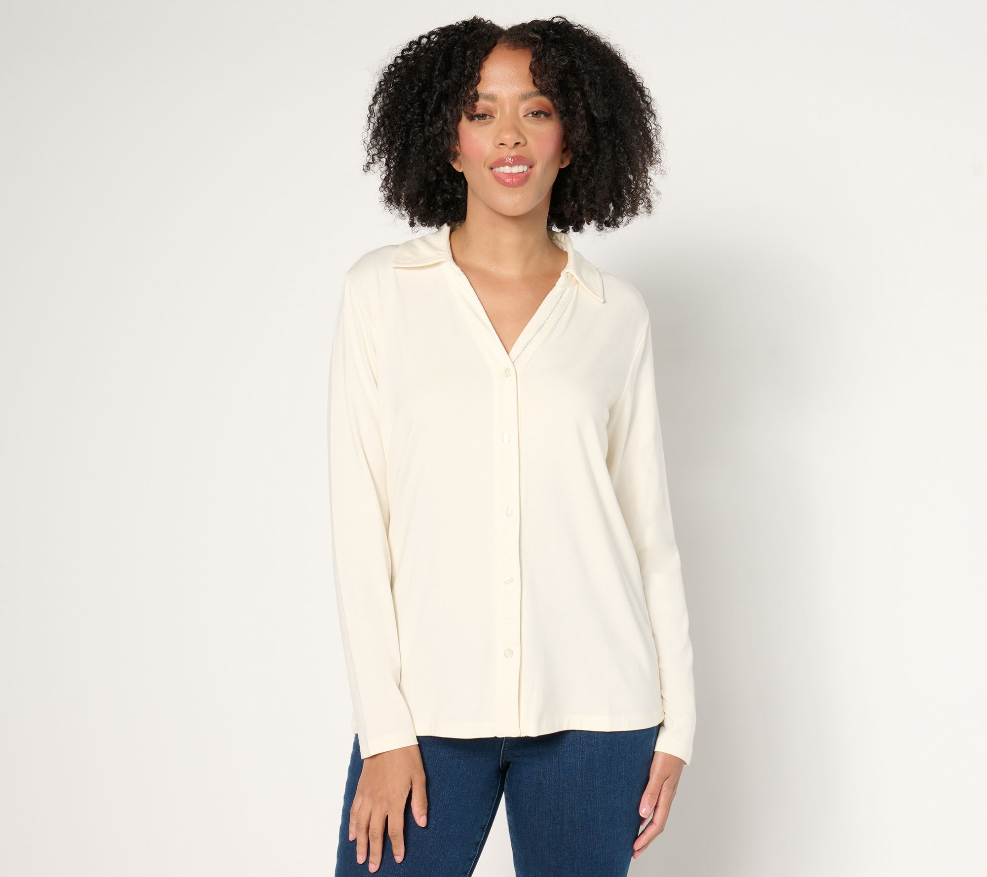 "As Is" Denim & Co. Adaptive Essentials So Soft Jersey Crew Neck Top