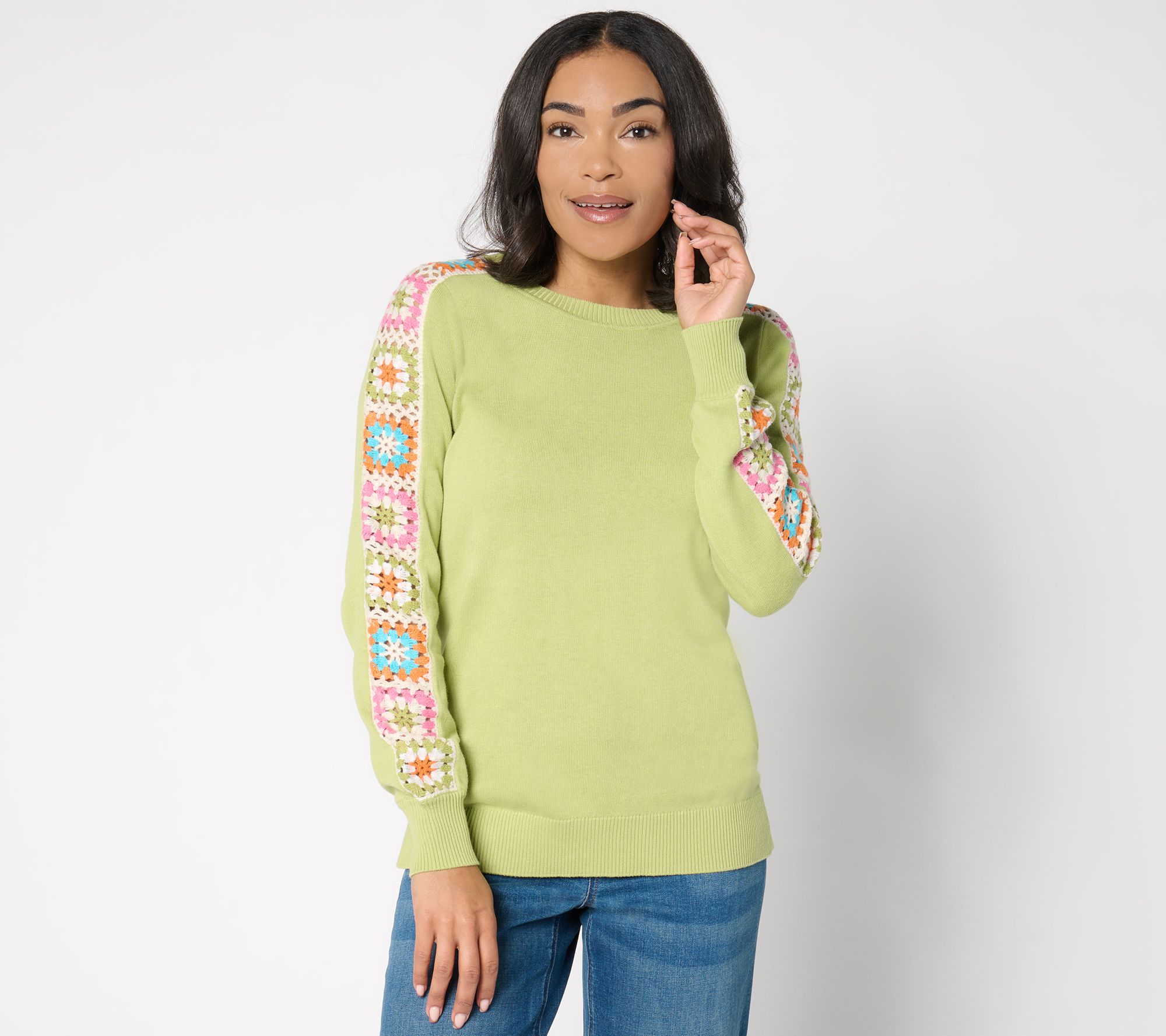 "As Is" Belle by Kim Gravel Hip to be Square Crochet Sleeve Sweater