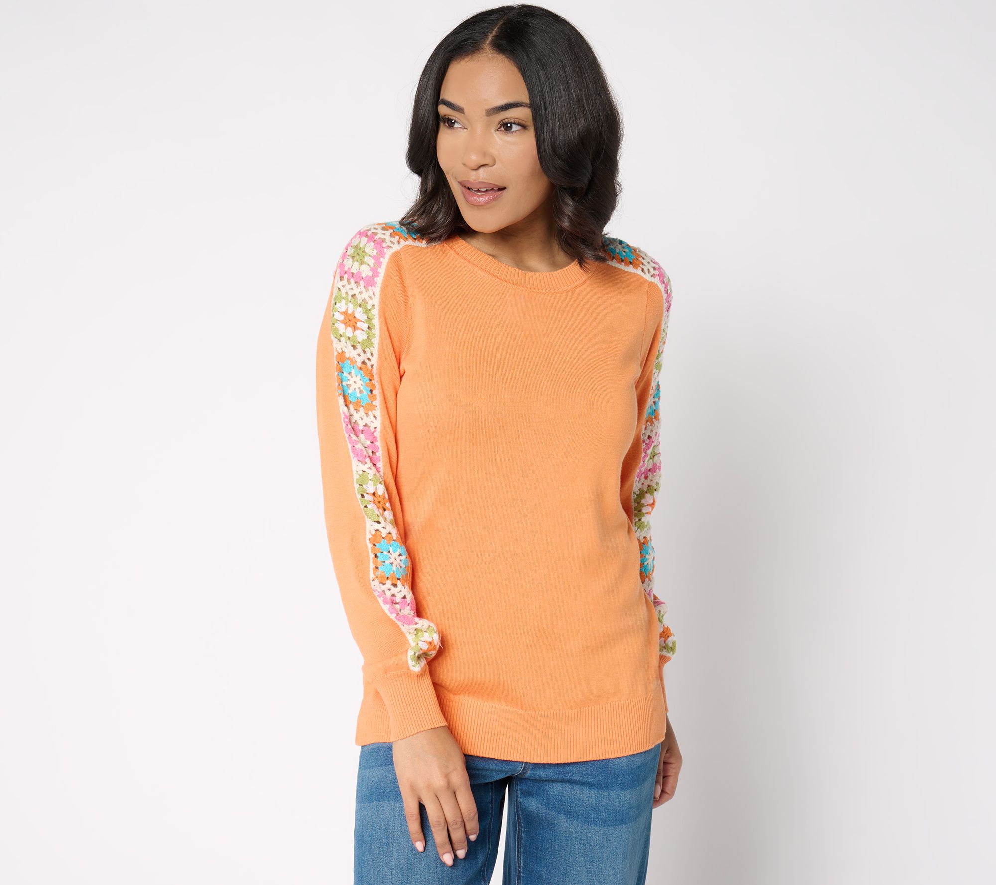 "As Is" Belle by Kim Gravel Hip to be Square Crochet Sleeve Sweater