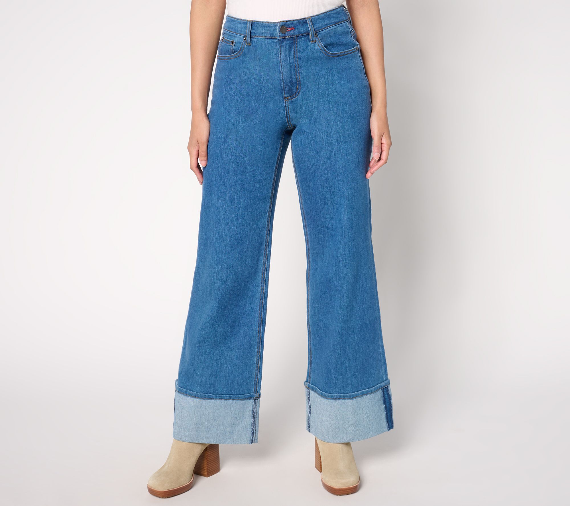 "As Is" Peace Love World Pet Full Length Cuffed Jeans w/ Pintuck