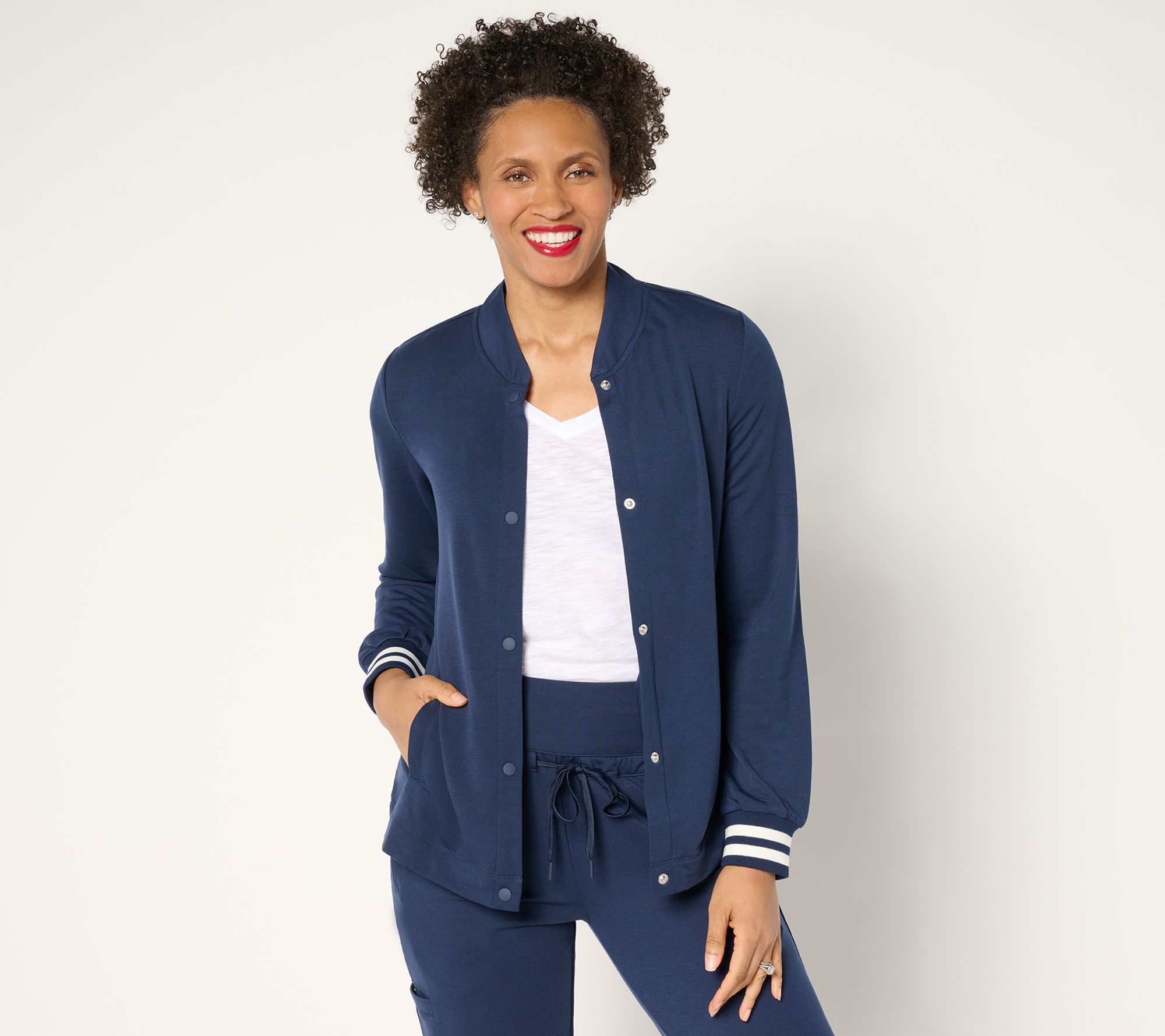 "As Is" Cuddl Duds Lightweight Comfort Bomber Cardigan