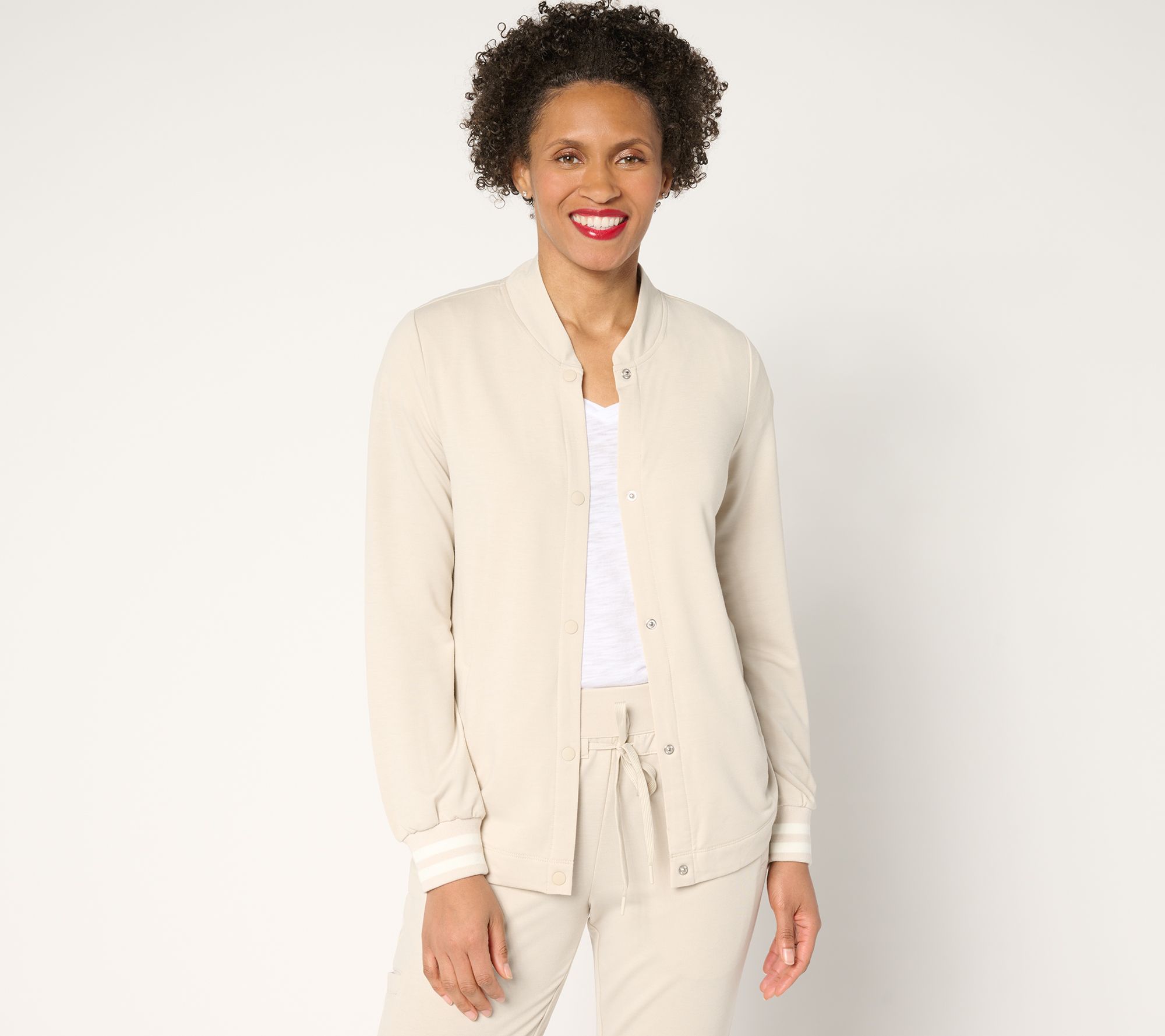 "As Is" Cuddl Duds Lightweight Comfort Bomber Cardigan