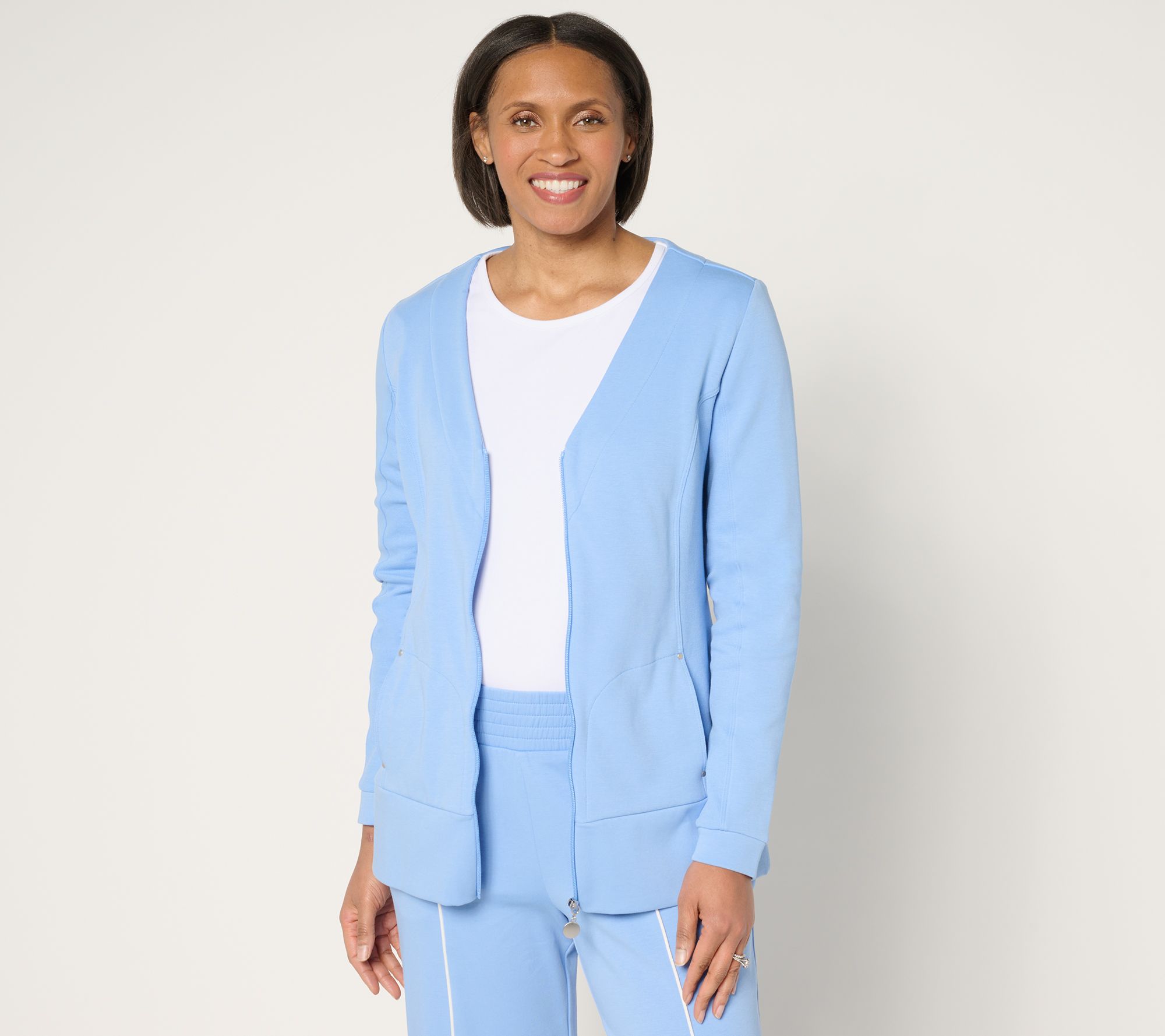 "As Is" Sport Savvy Long Sleeve Zip Front Cardigan w/ Pockets