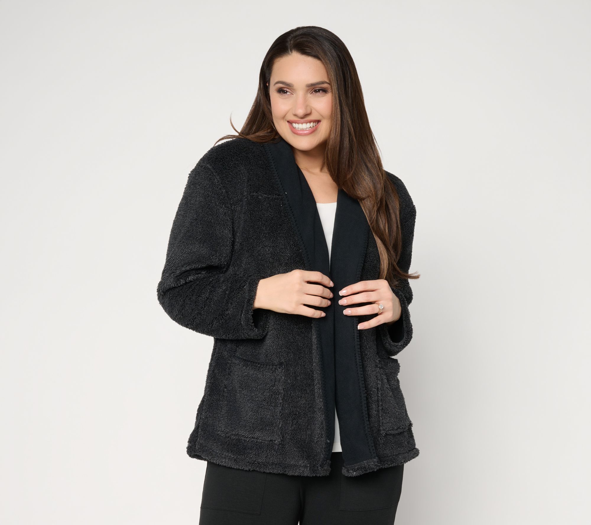 MUK LUKS Cozy Sherpa Cardigan with Pockets