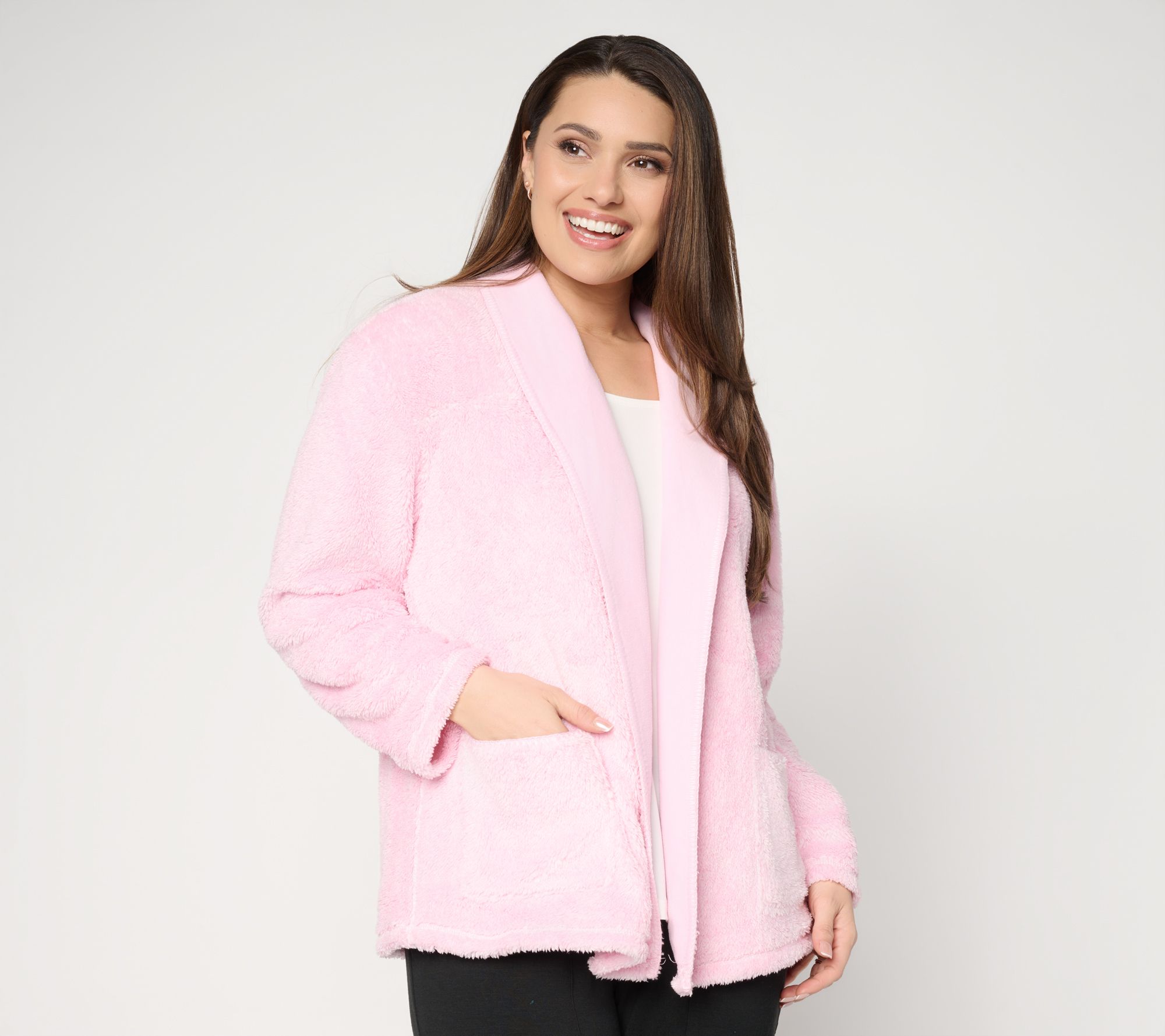 MUK LUKS Cozy Sherpa Cardigan with Pockets