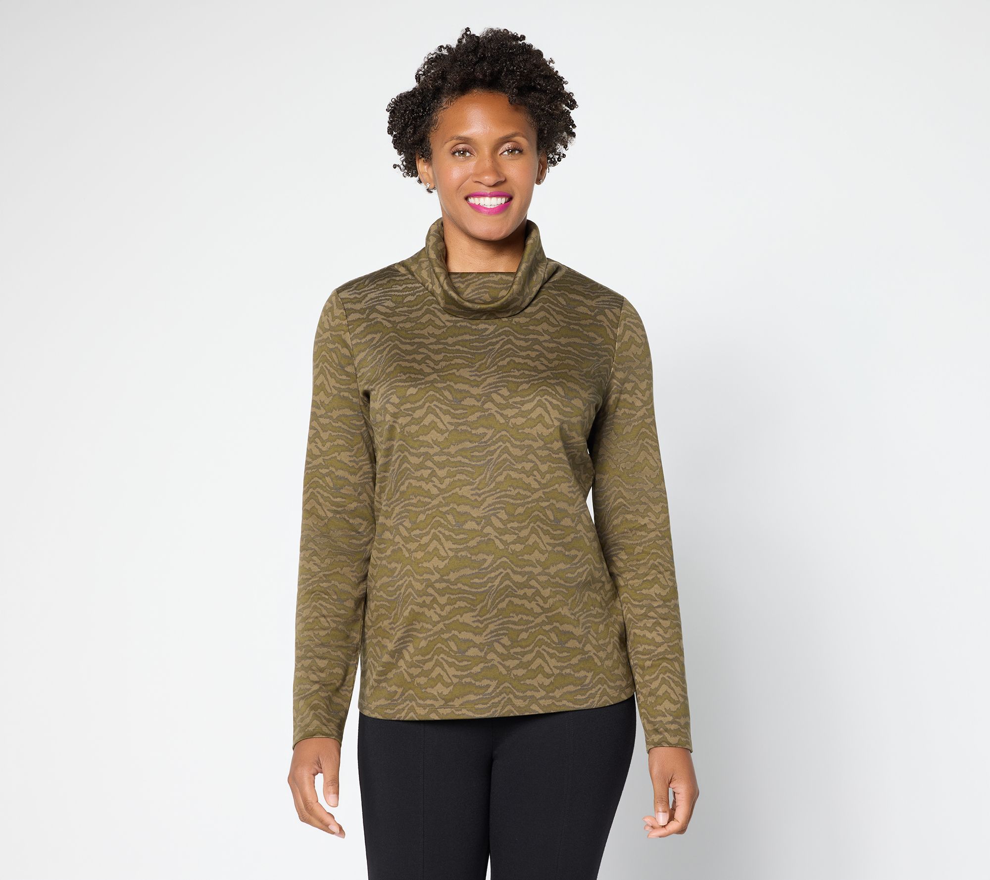 Martha Stewart Signature Printed Knit Turtleneck Top