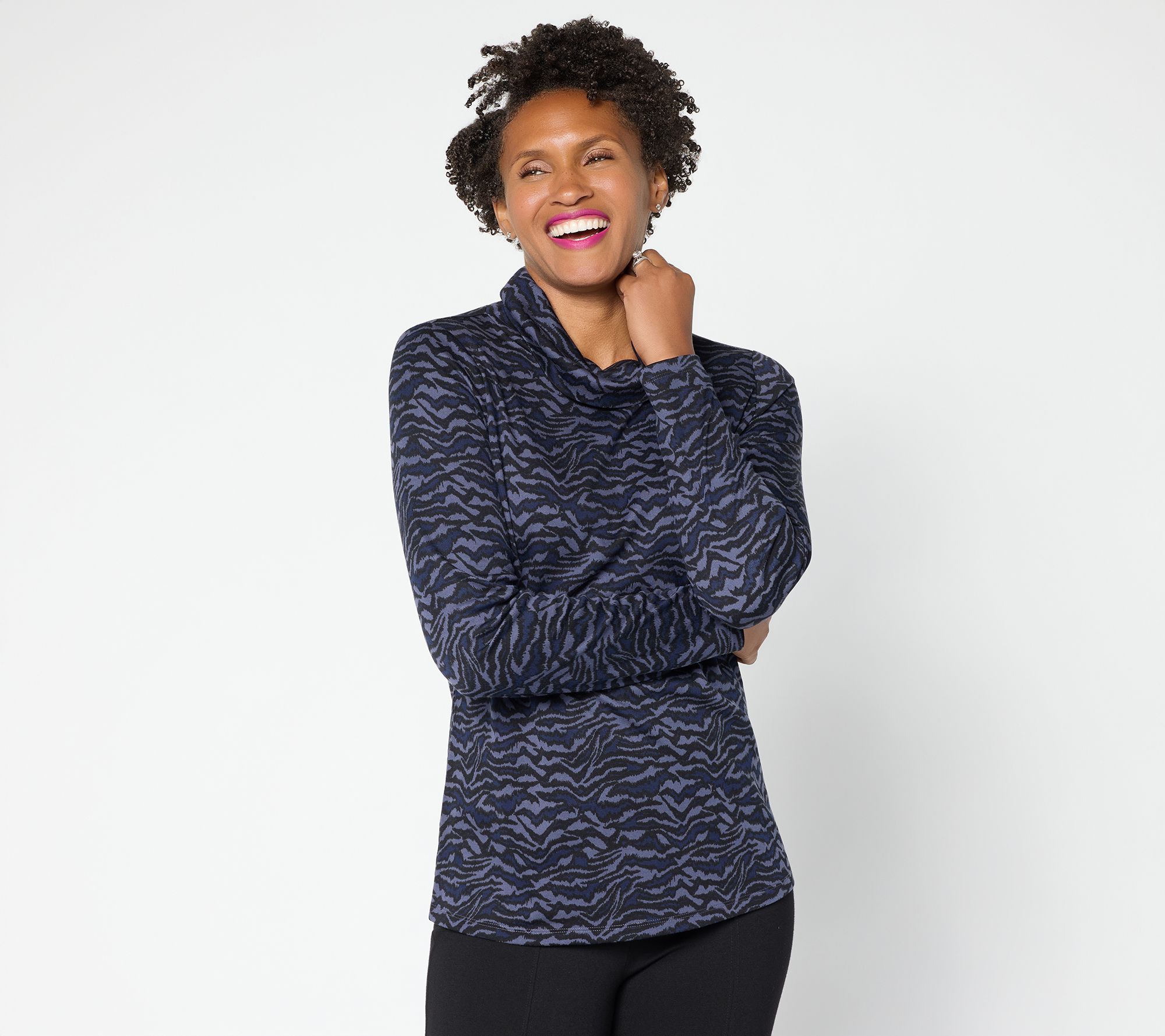 Martha Stewart Signature Printed Knit Turtleneck Top