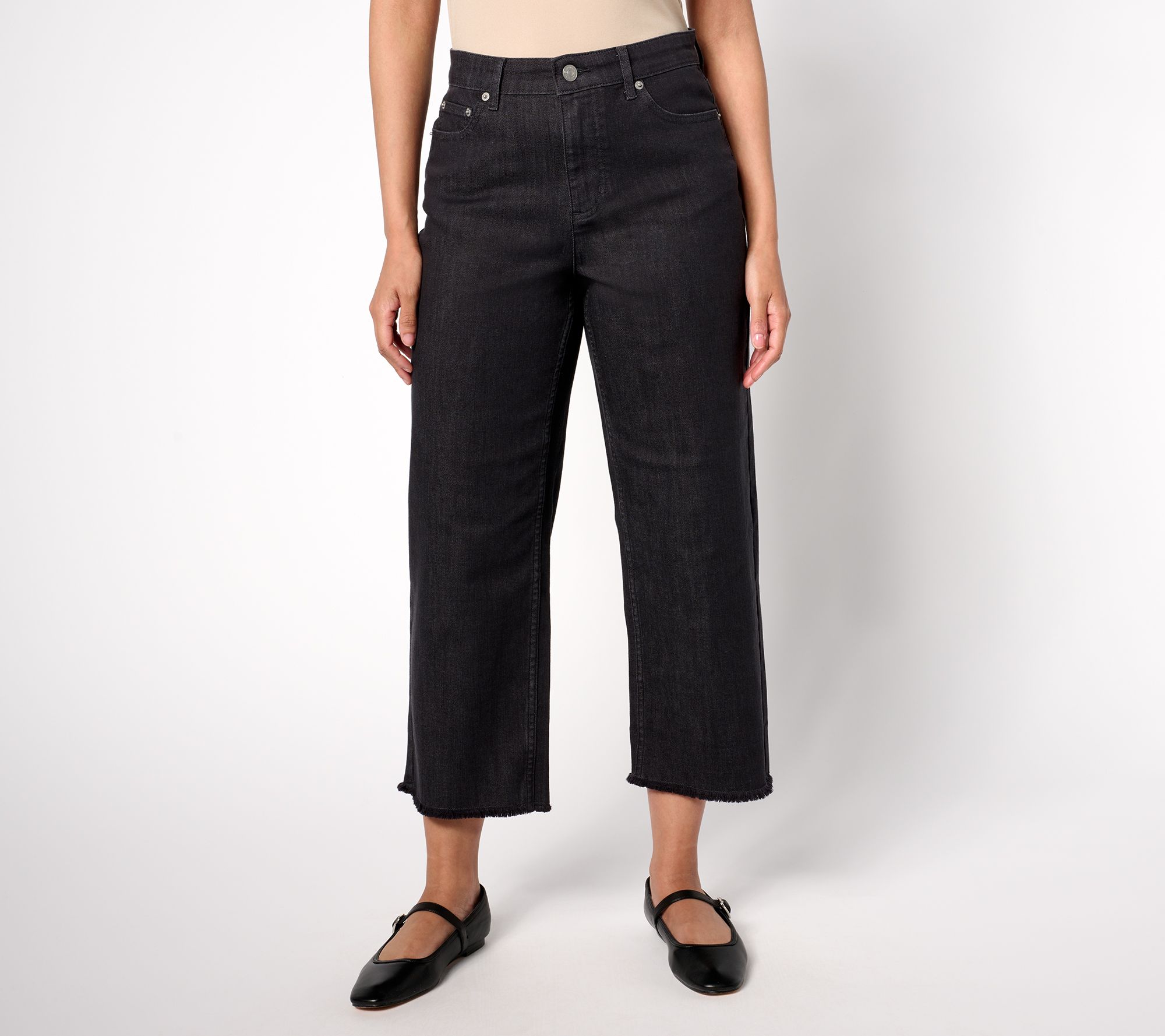 "As Is" LOGO by Lori Goldstein Reg Wide Leg Crop Jeans