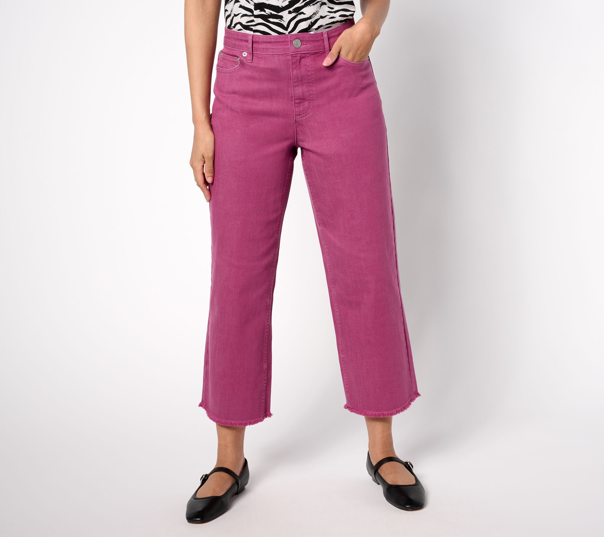 "As Is" LOGO by Lori Goldstein Reg Wide Leg Crop Jeans