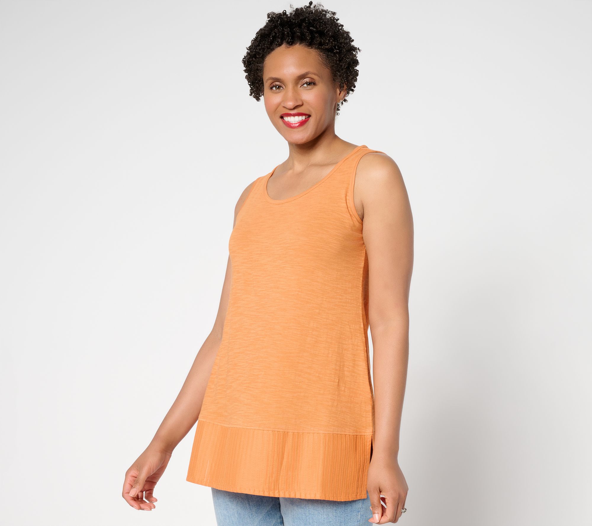 "As Is" LOGO Layers by Lori Goldstein Cotton Tank w/ Trim