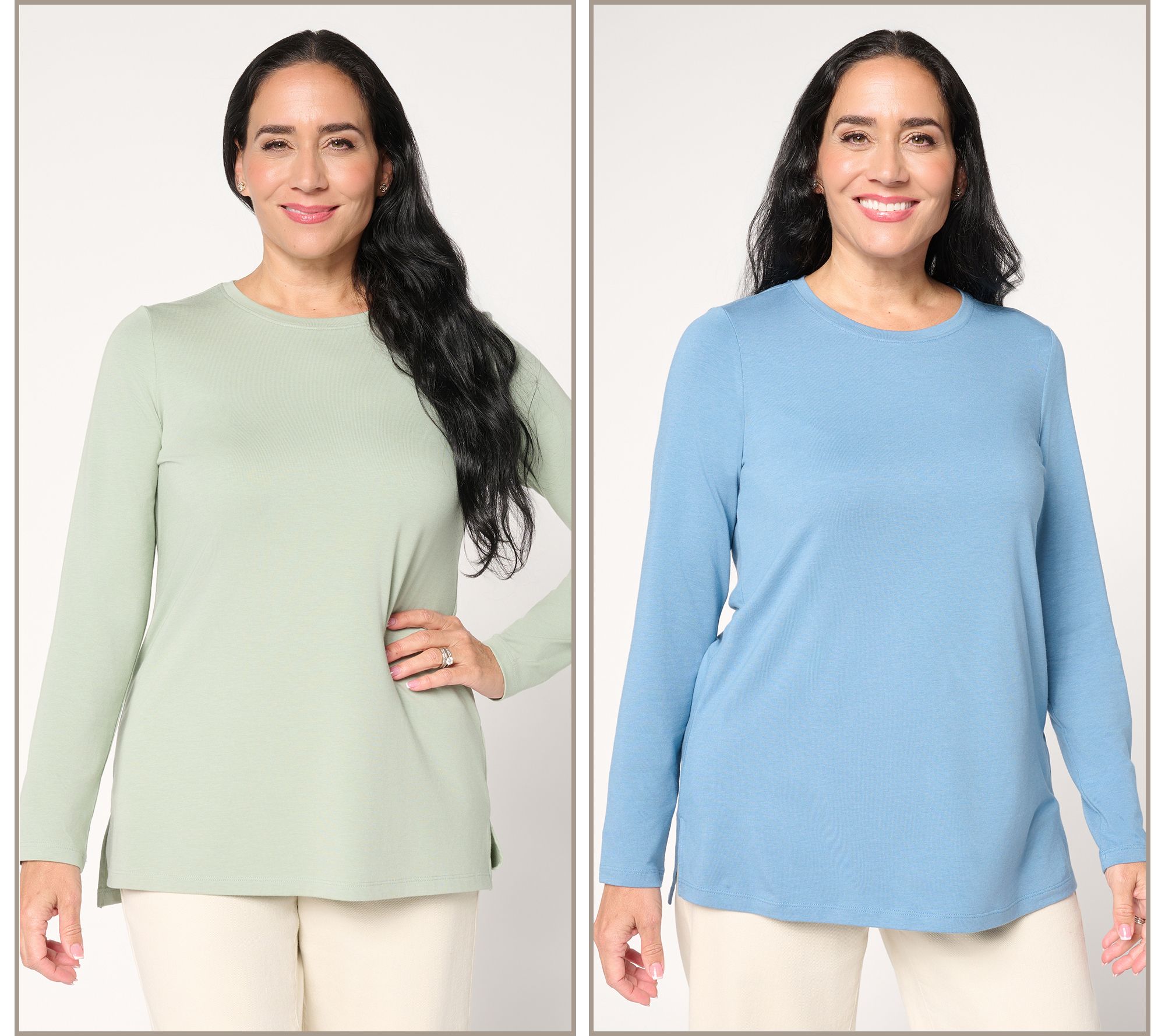 Denim & Co. Essentials Petite Favorite Jersey 2-Pack Tunics
