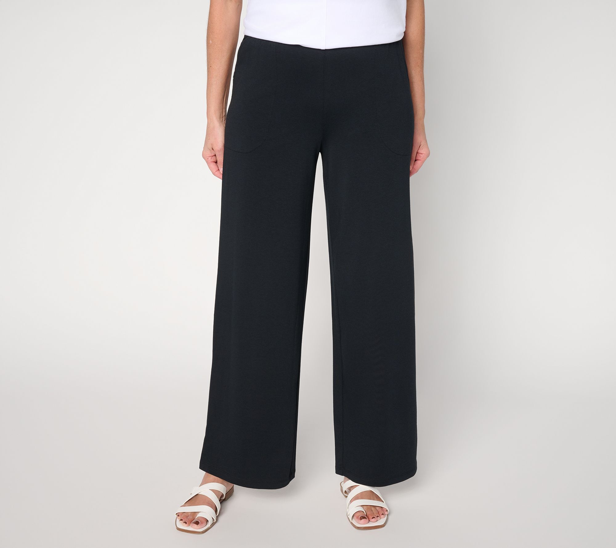 Denim & Co. Regular Beach Jersey Full Length Wide Leg Pants
