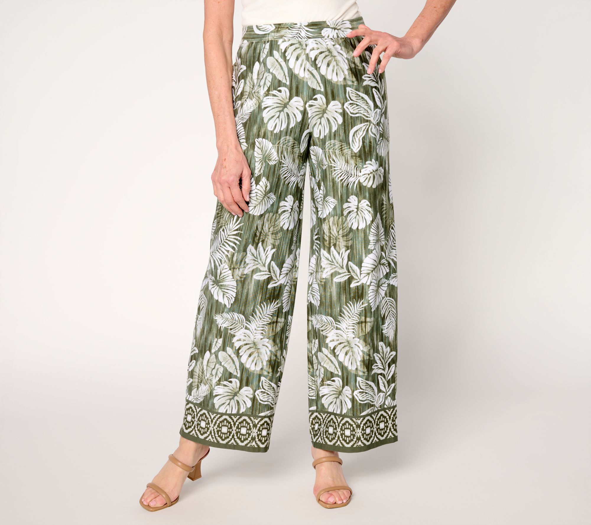 Denim & Co. Regular Beach Jersey Full Length Wide Leg Pants