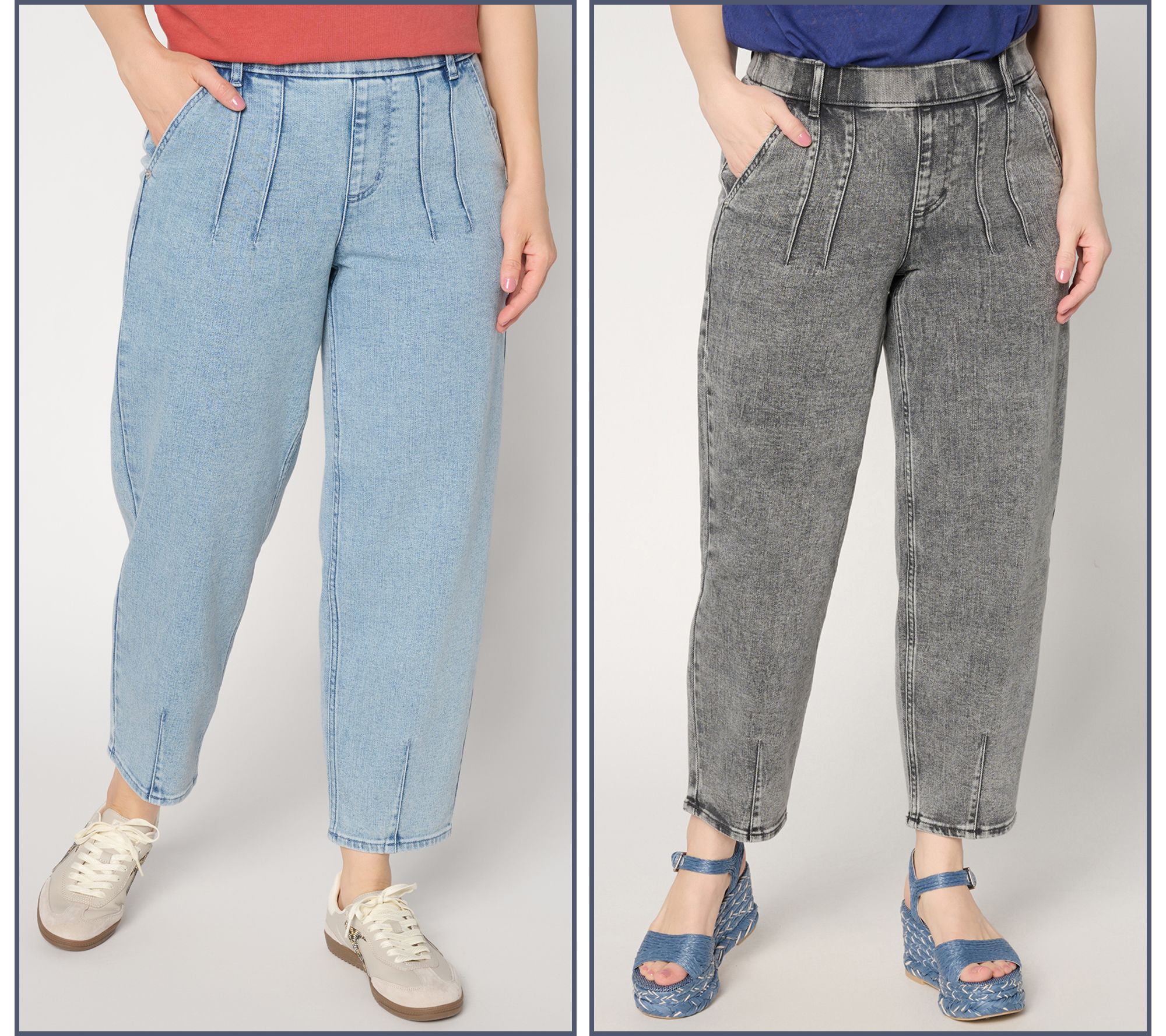 LOGO by Lori Goldstein Barrel Leg Ankle Jeans