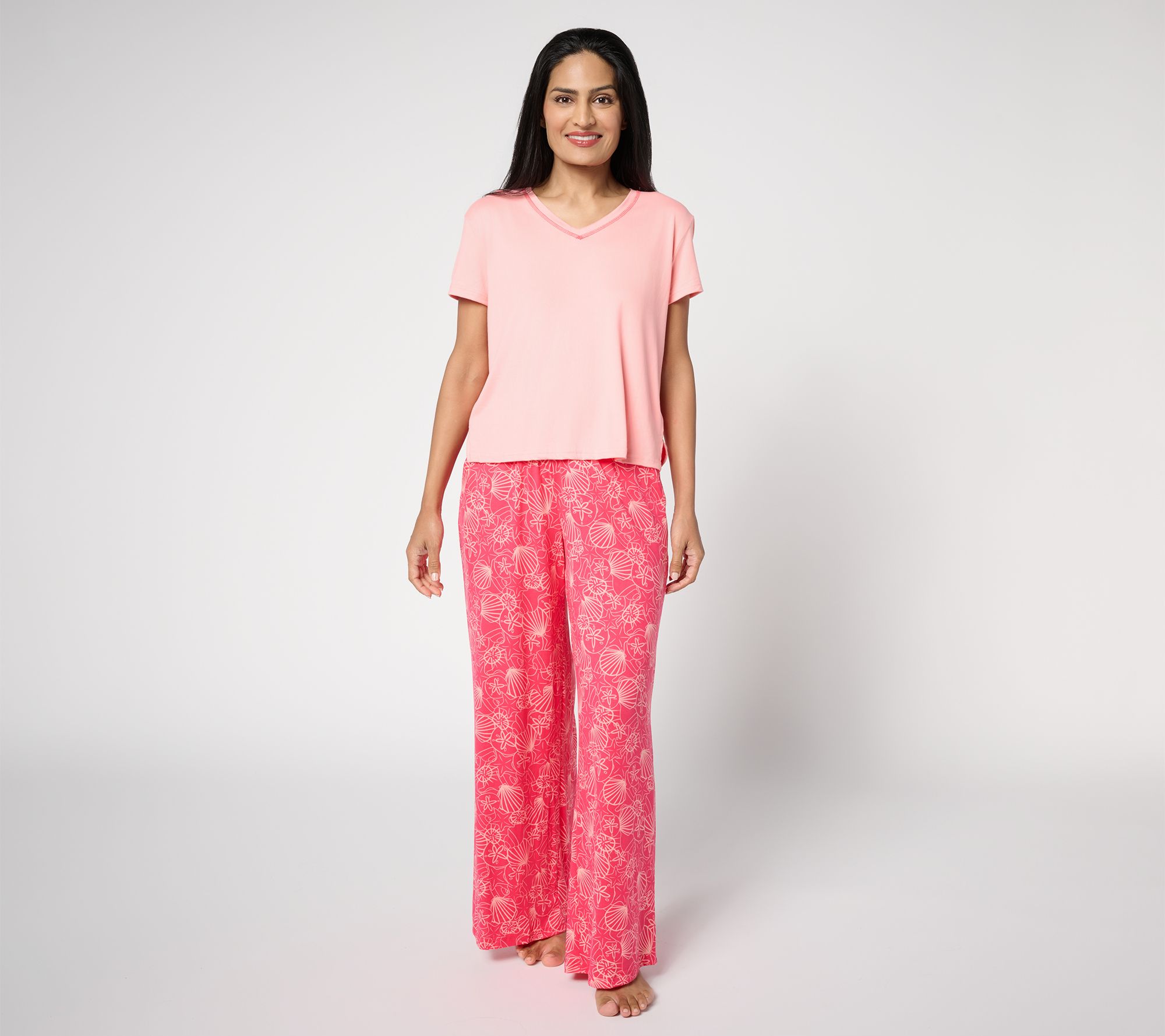 "As Is" MUK LUKS Cloud Knit Boxy Tee and Relaxed Pant Pajama Set