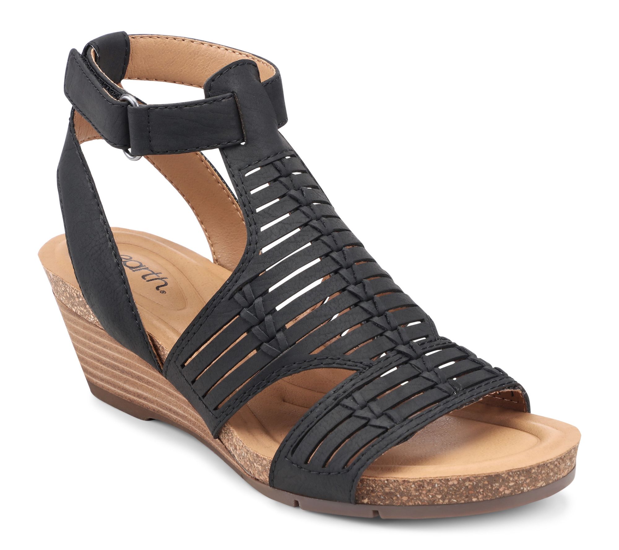 Earth Wedge Sandals with Adjustable Strap-Helodie