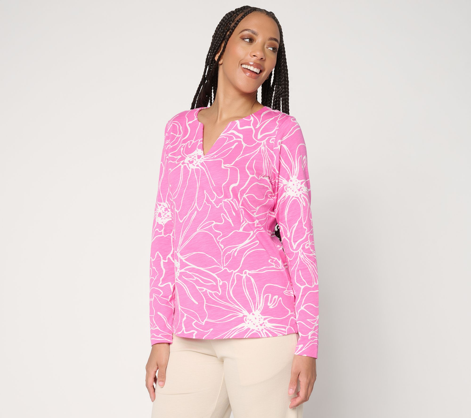 Belle by Kim Gravel Slub Knit Botanica Floral Top