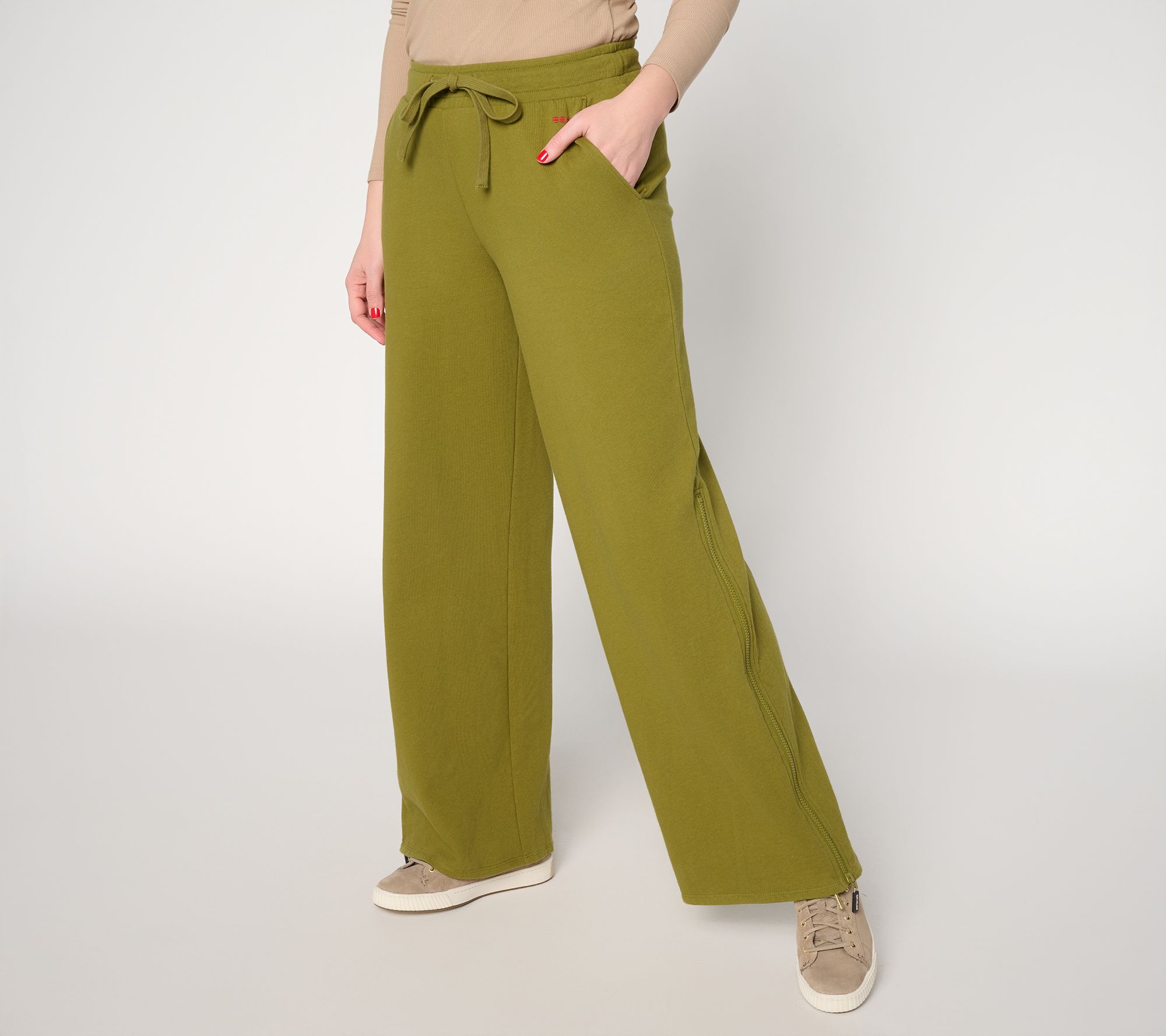 Peace Love World Pull on Full Leg Pant with Zippers