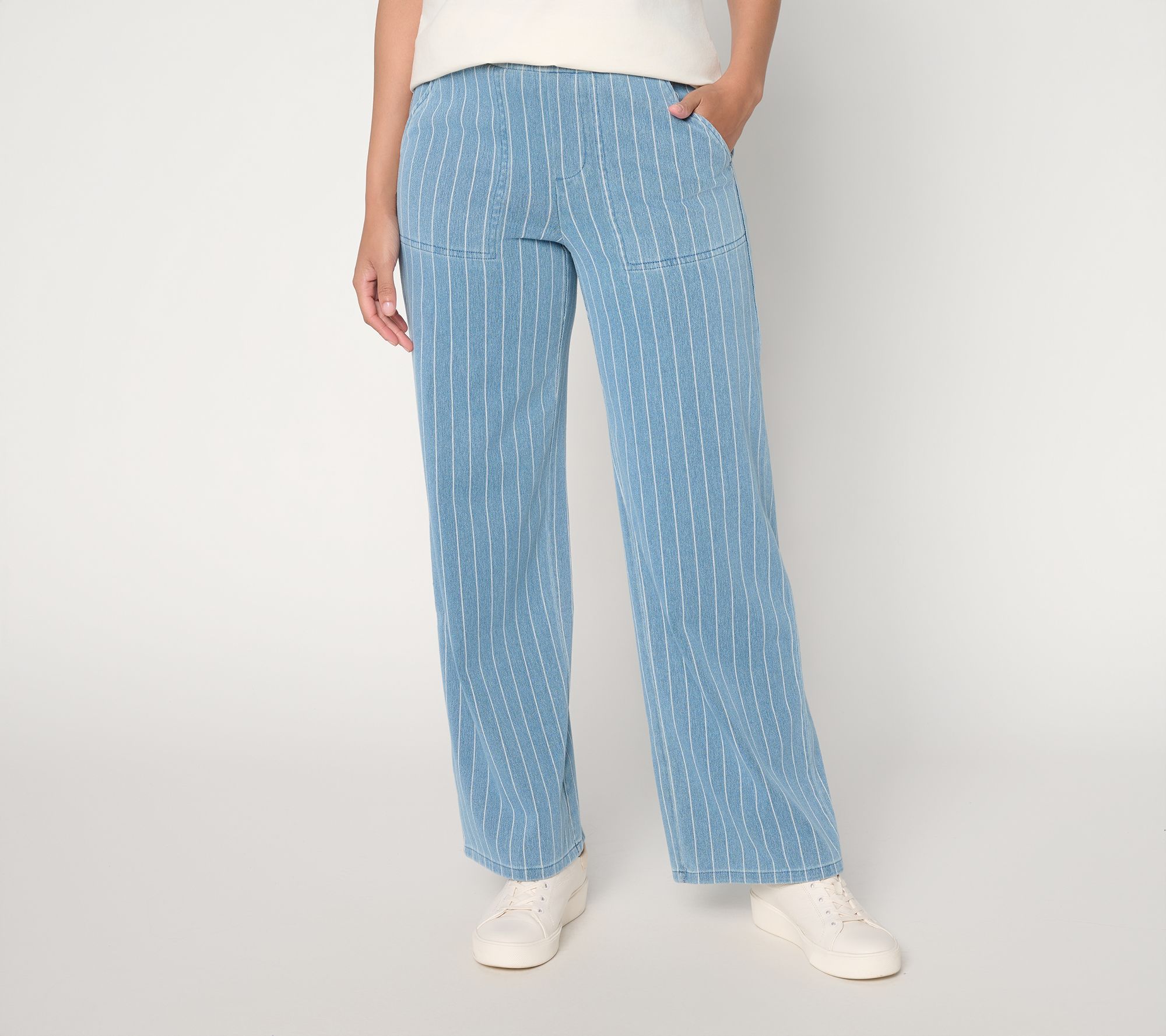 Denim & Co. Tall Comfy Knit Air Striped Wide Leg Pants