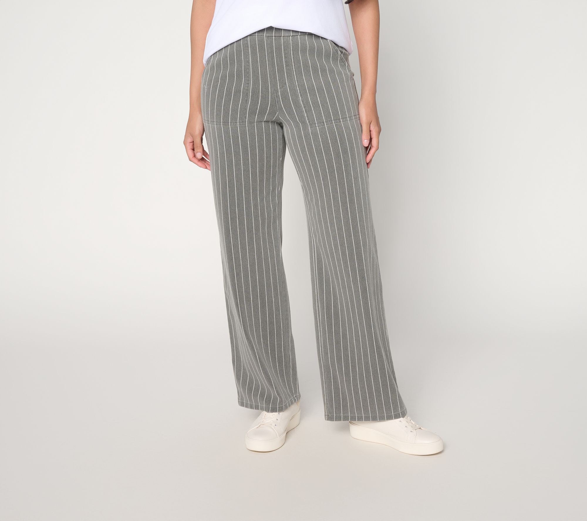 Denim & Co. Tall Comfy Knit Air Striped Wide Leg Pants