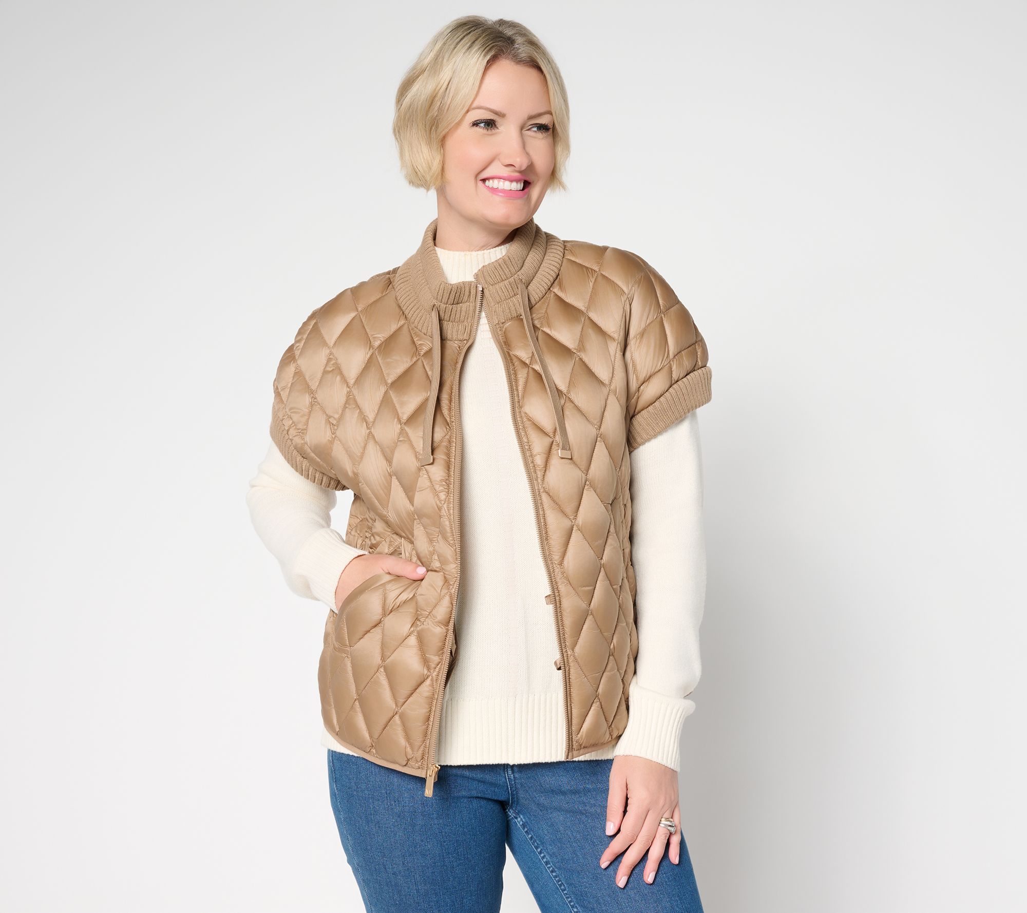 "As Is" Martha Stewart Signature Diamond Quilted Short-SlvJacket