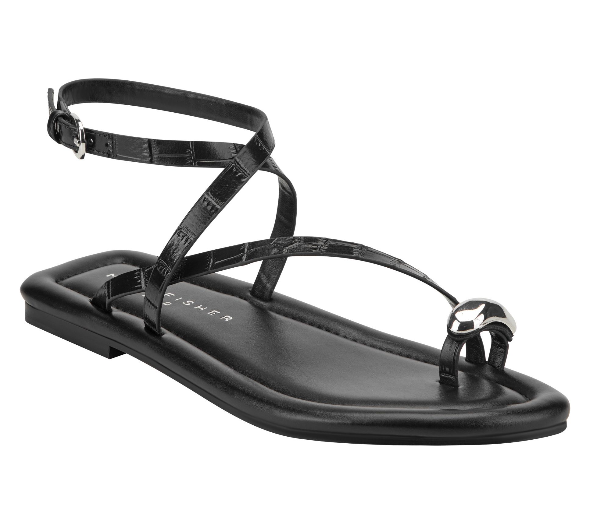 Marc Fisher LTD Leather Sandal w/ Metallic Toe Ring - Gynnie