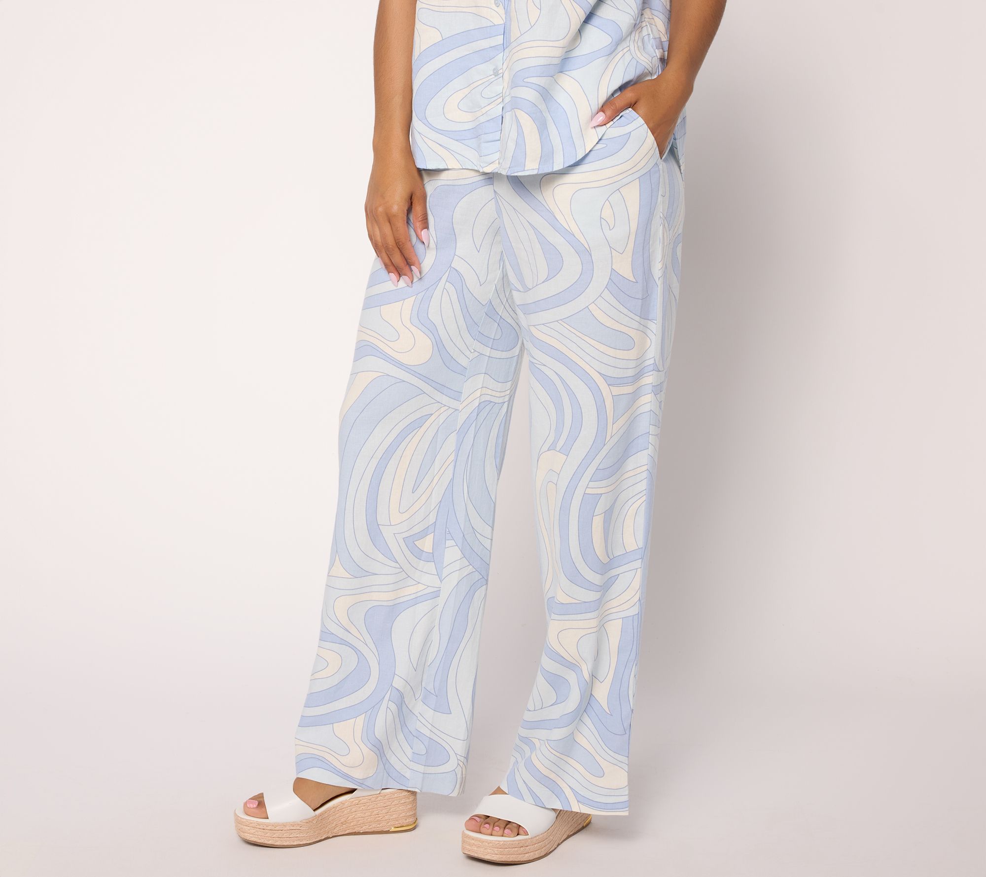 Peace Love World Boheme Petite Linen FullLength Wide Leg Pants
