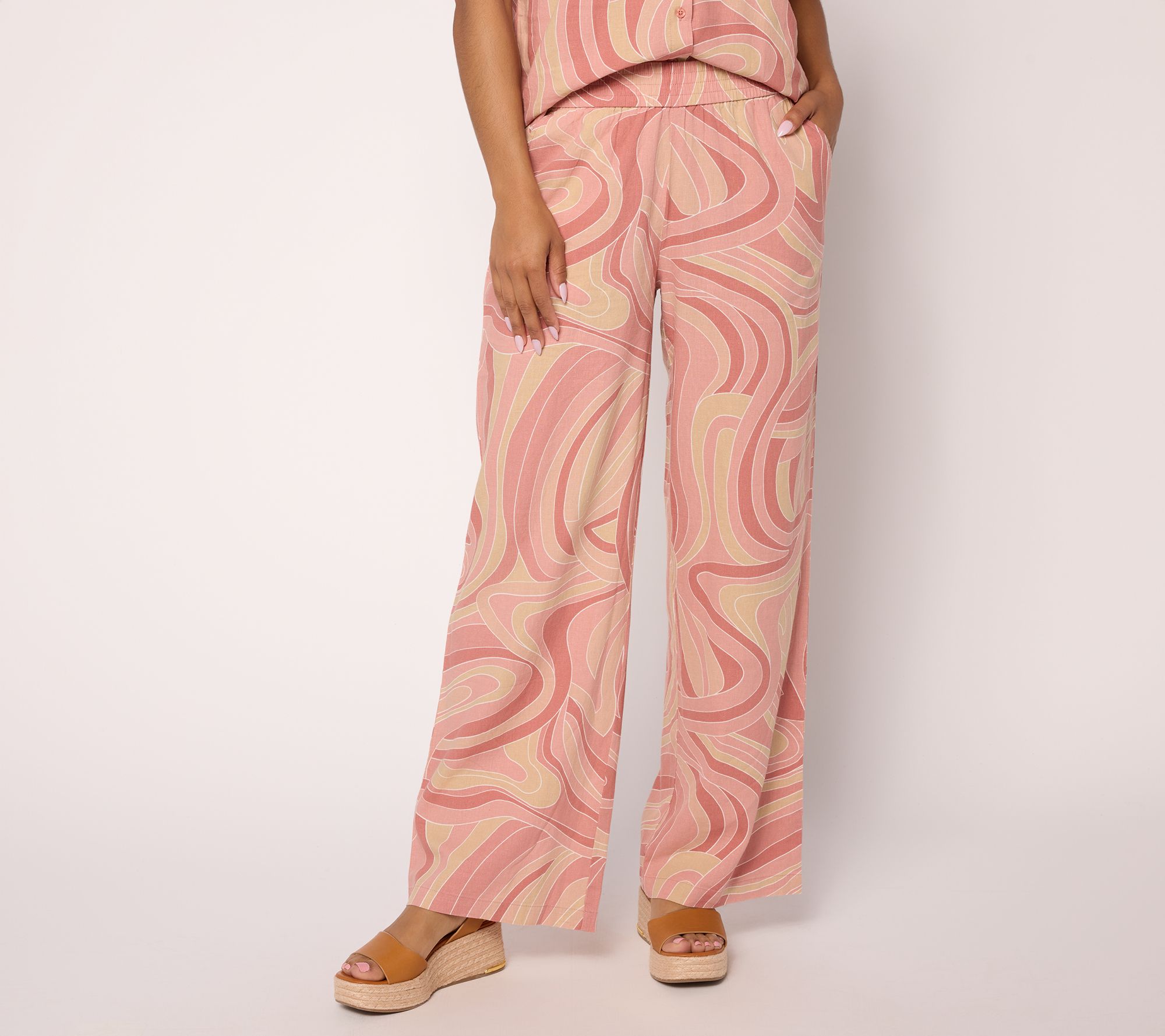 Peace Love World Boheme Petite Linen FullLength Wide Leg Pants