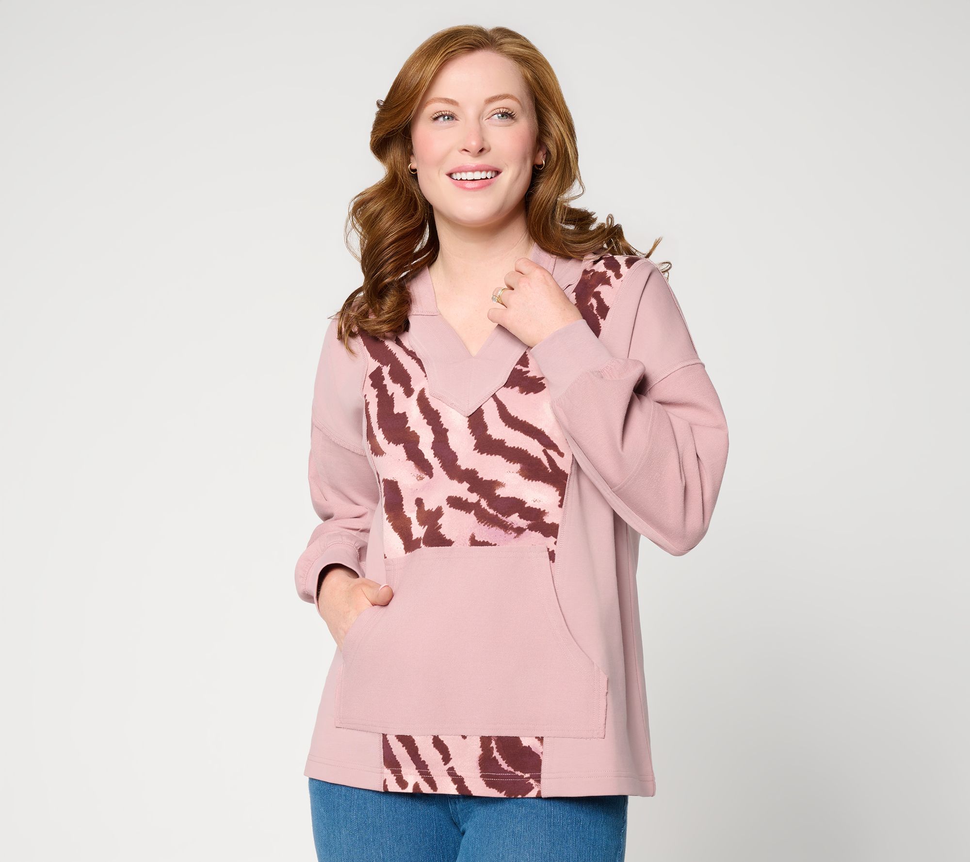 LOGO Lounge by Lori Goldstein Long Sleeve Pieced Hoodie