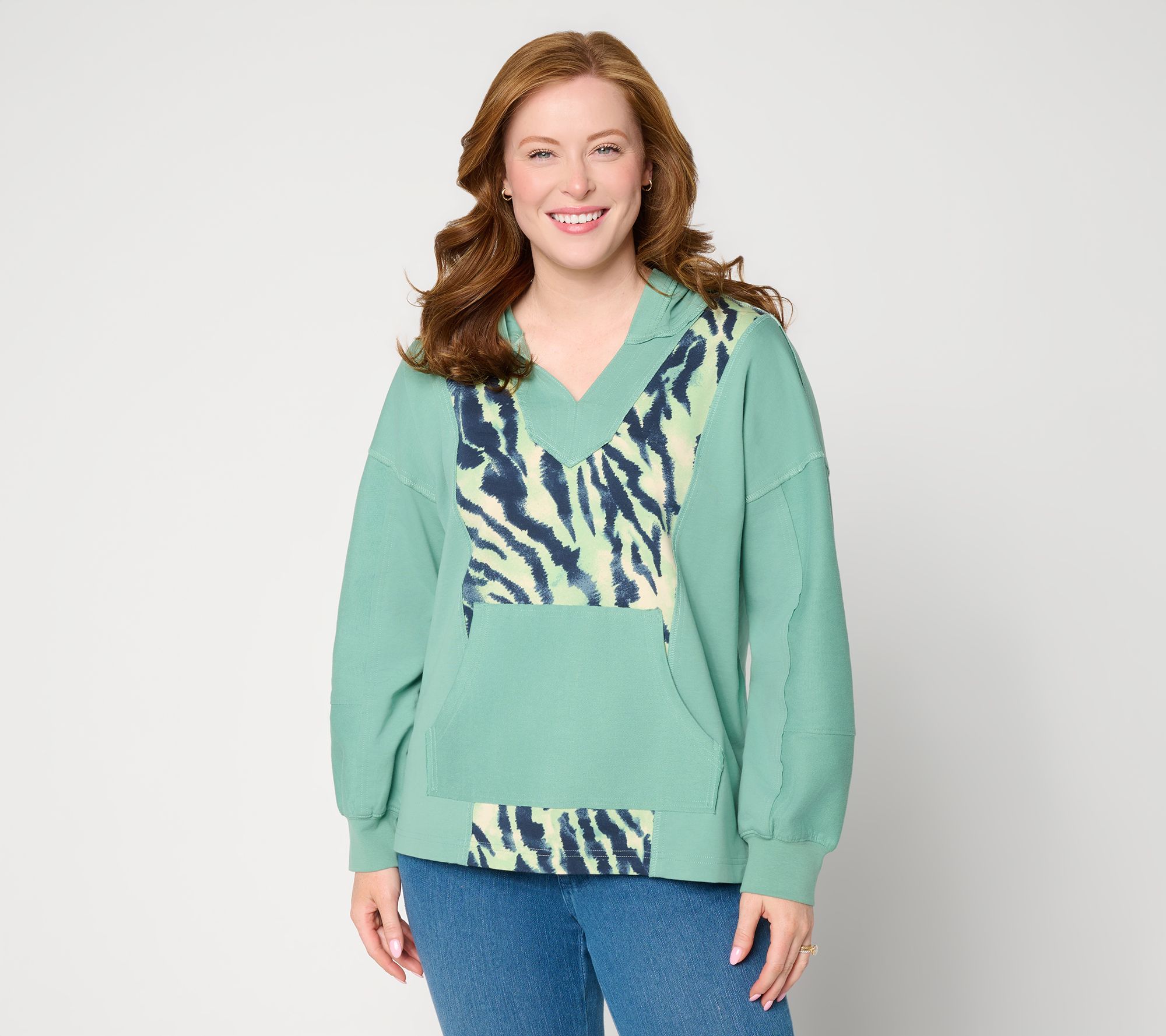 LOGO Lounge by Lori Goldstein Long Sleeve Pieced Hoodie