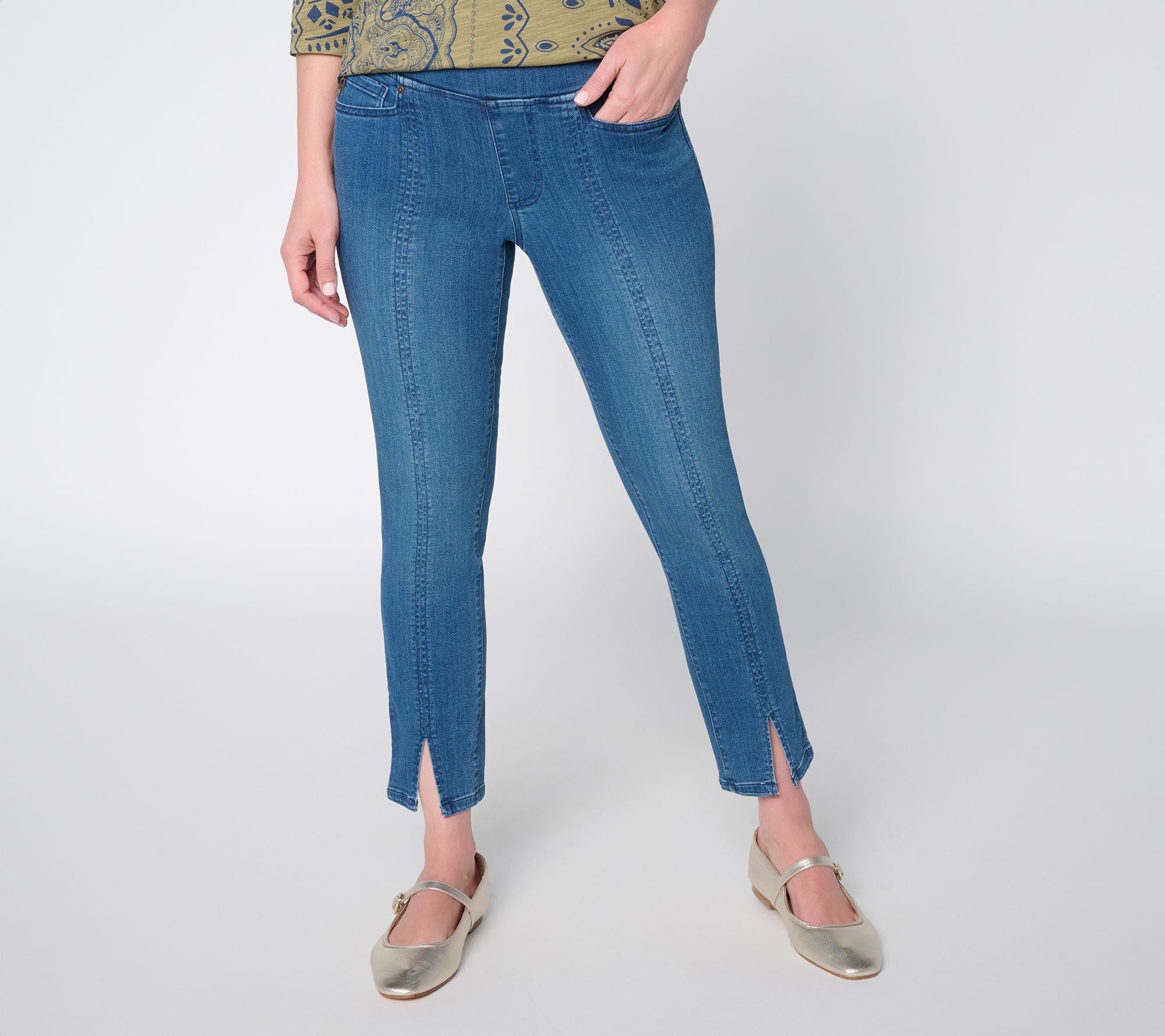 Belle by Kim Gravel Regular Primabelle Denim Mini Slit Slim Ankle Jean