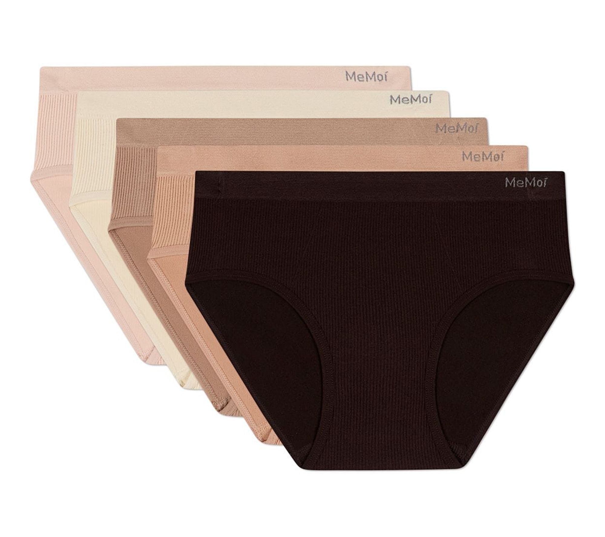 Women's Set of 5 Seamless Ribbed No-Show Tag-Free Briefs
