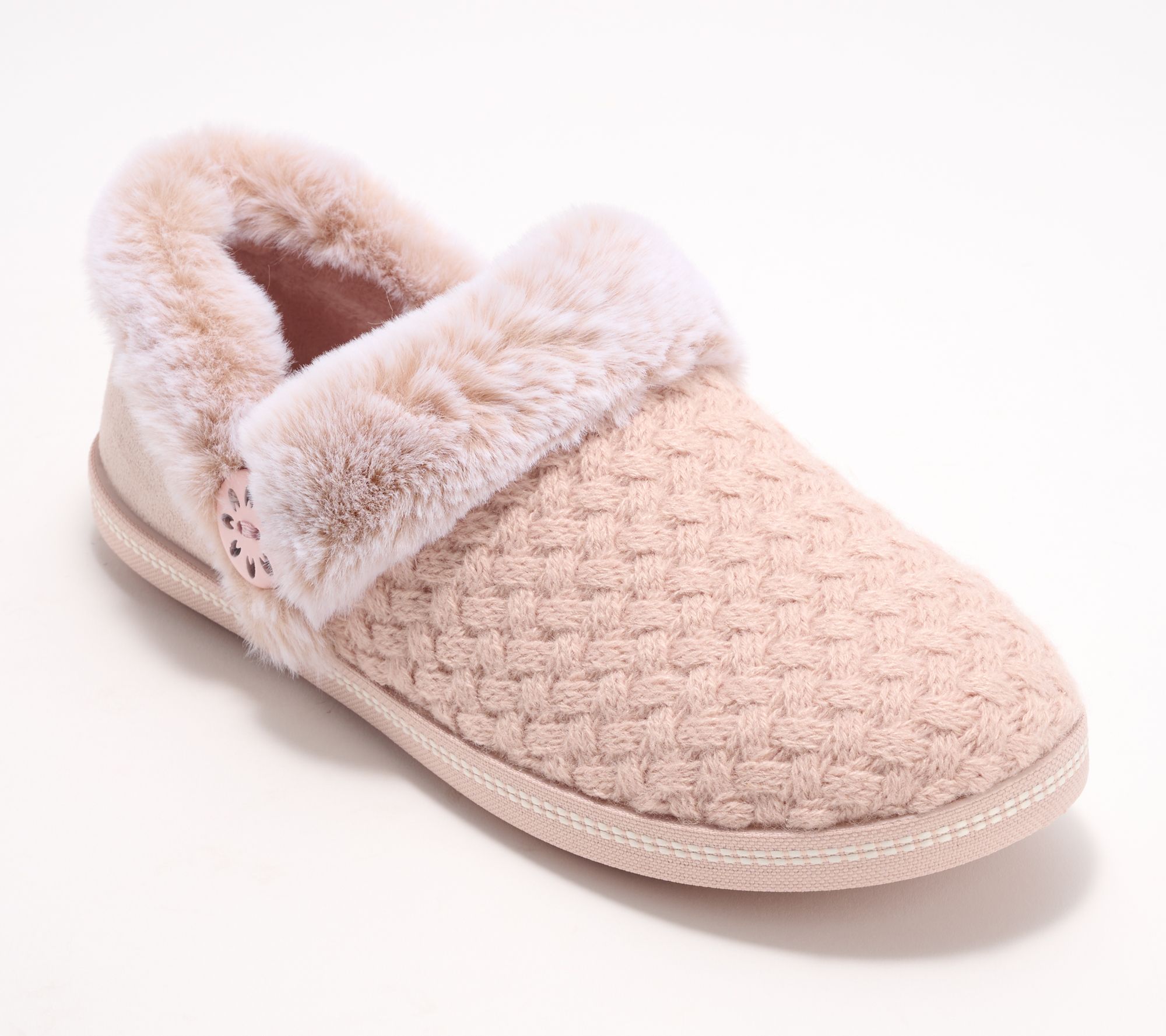 "As Is" Skechers Cozy Campfire Vegan Quilted Knit Slippers-Frosty