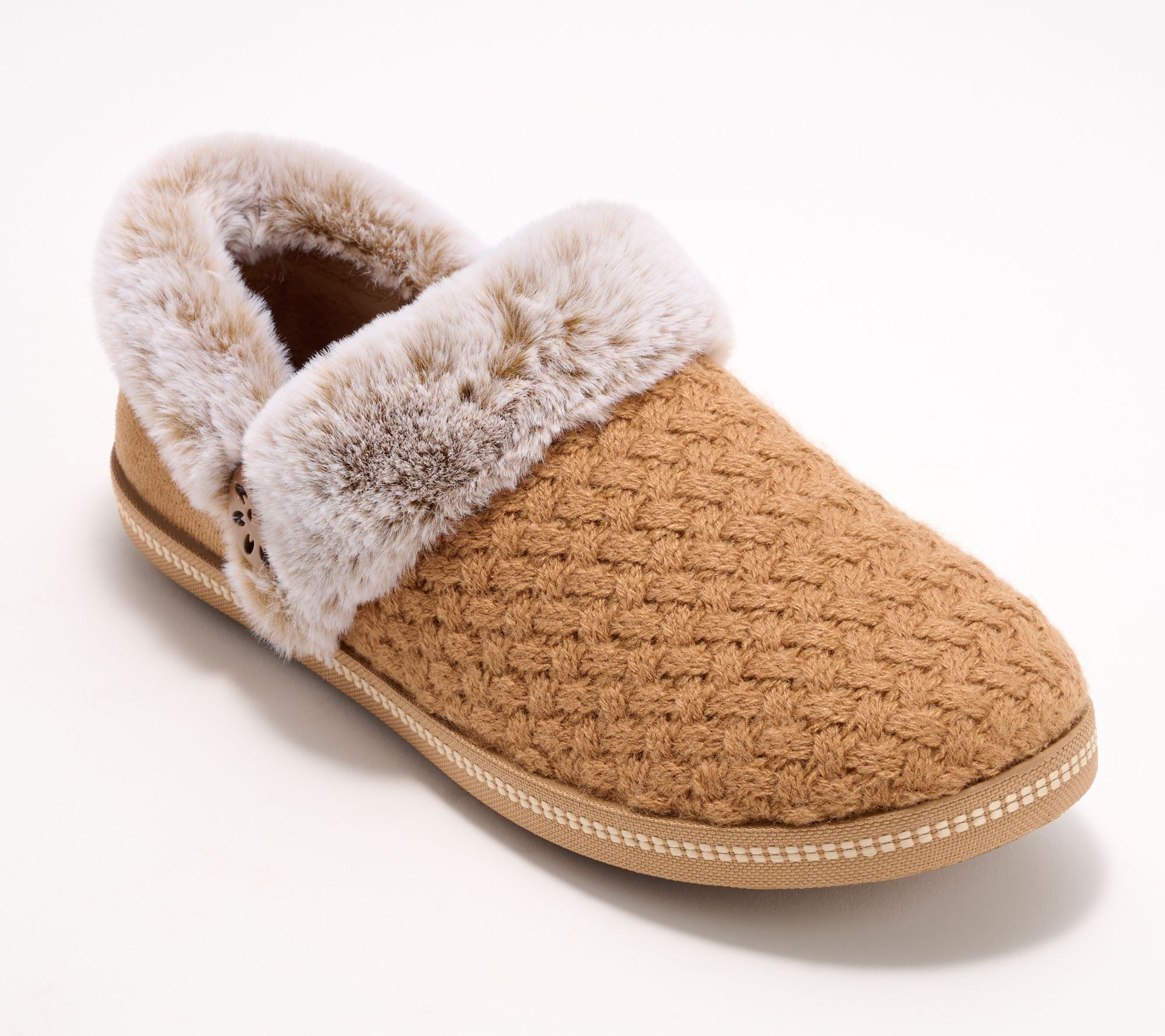 "As Is" Skechers Cozy Campfire Vegan Quilted Knit Slippers-Frosty