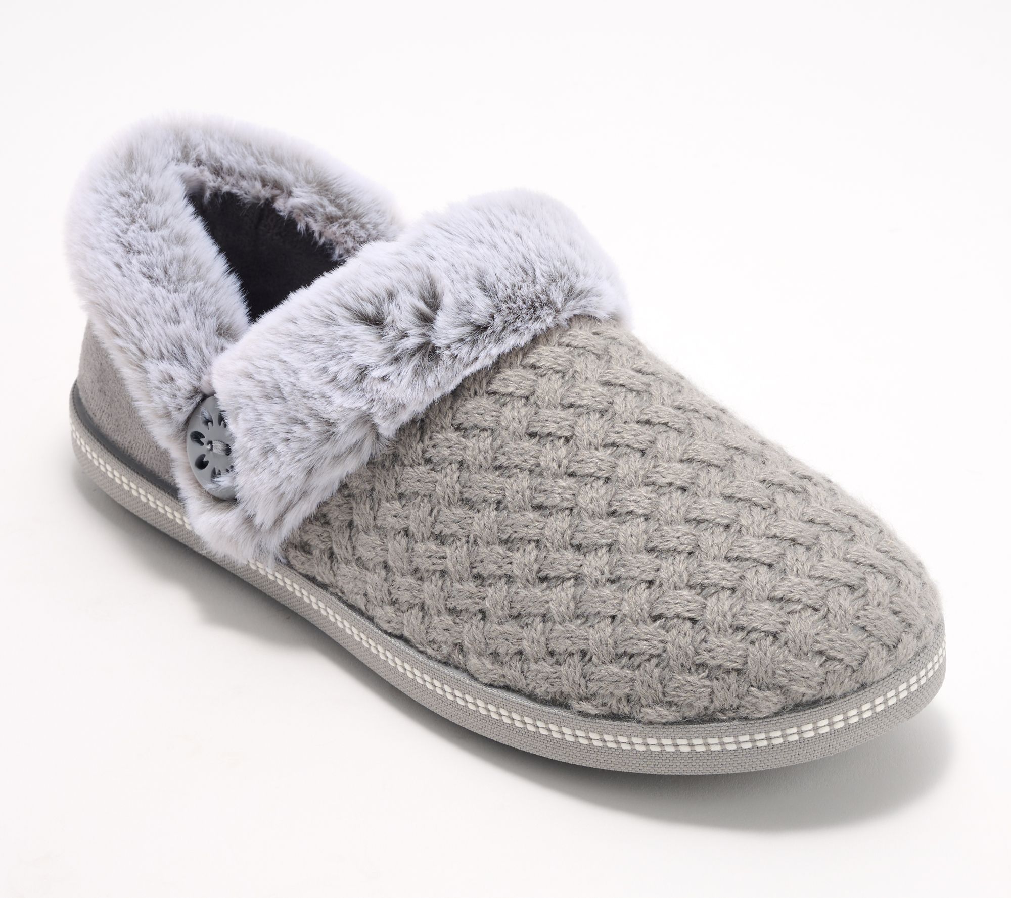 "As Is" Skechers Cozy Campfire Vegan Quilted Knit Slippers-Frosty